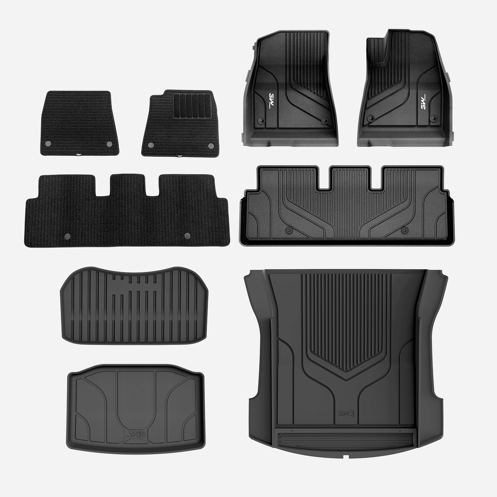 3W Double Layer Car Floor Mats for Tesla Model 3 With Carpets 2021-2023 RHD 3w 2021-2023 1st&2nd Row Mats+Carpets+Storage&Boot Liners