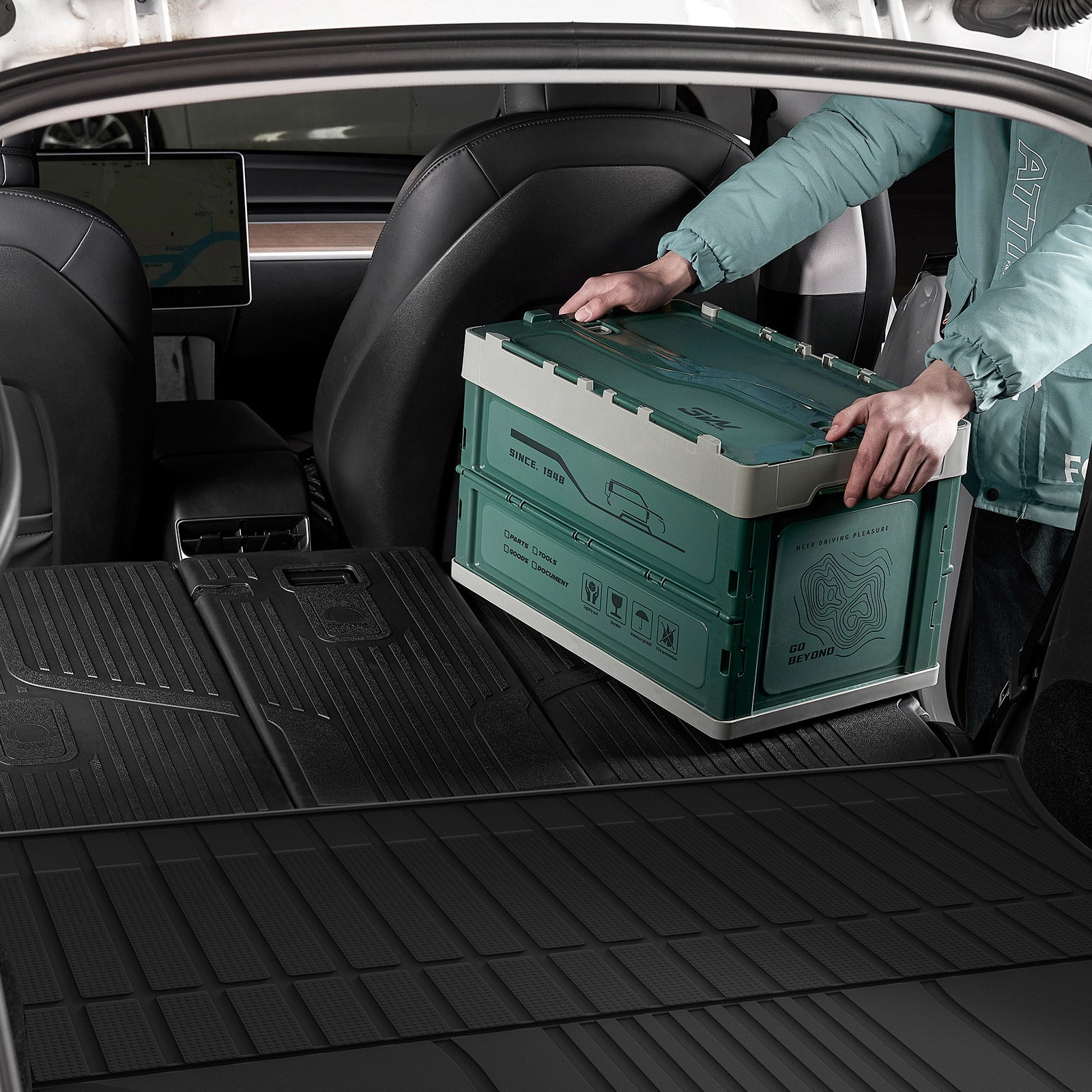 3W Custom Car Mats All Weather Back Seat Cover for 2021-2024 Tesla Model Y  3w