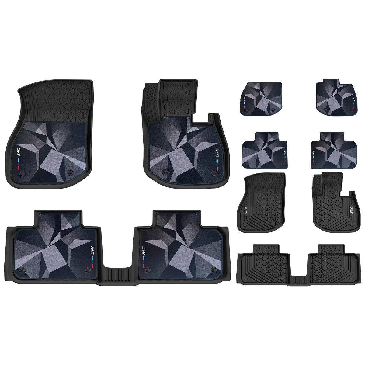 3W All Weather Floor Liners for BMW iX1 U11 2023-2026 RHD 3w 1st&2nd Row Mats+Diamond Light-Effect Carpets