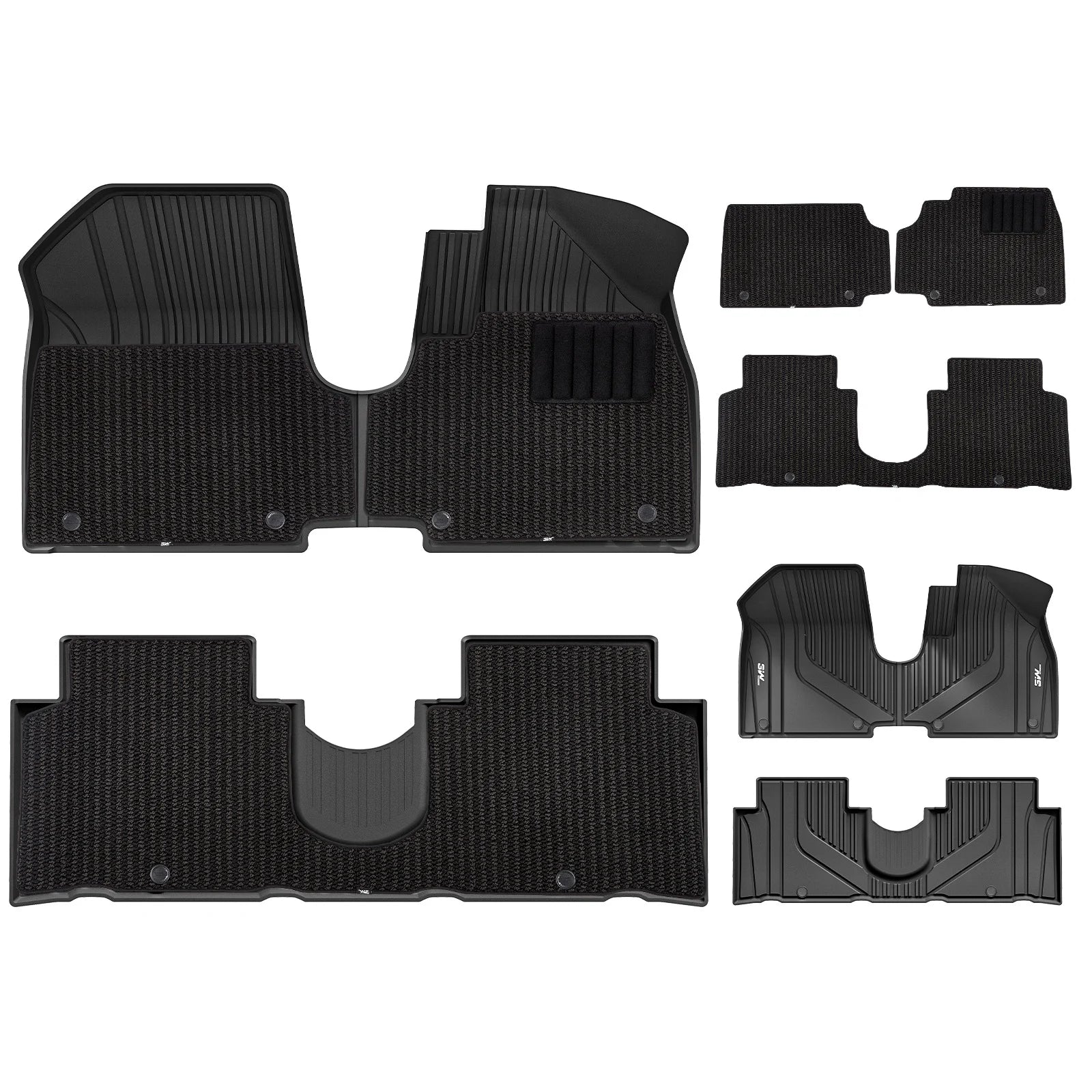 3W Double Layer Car Mats for Hyundai IONIQ 5 With Carpets 2021-2026 RHD (For sliding center console only) 3w 1st&2nd Row Mats+Carpets