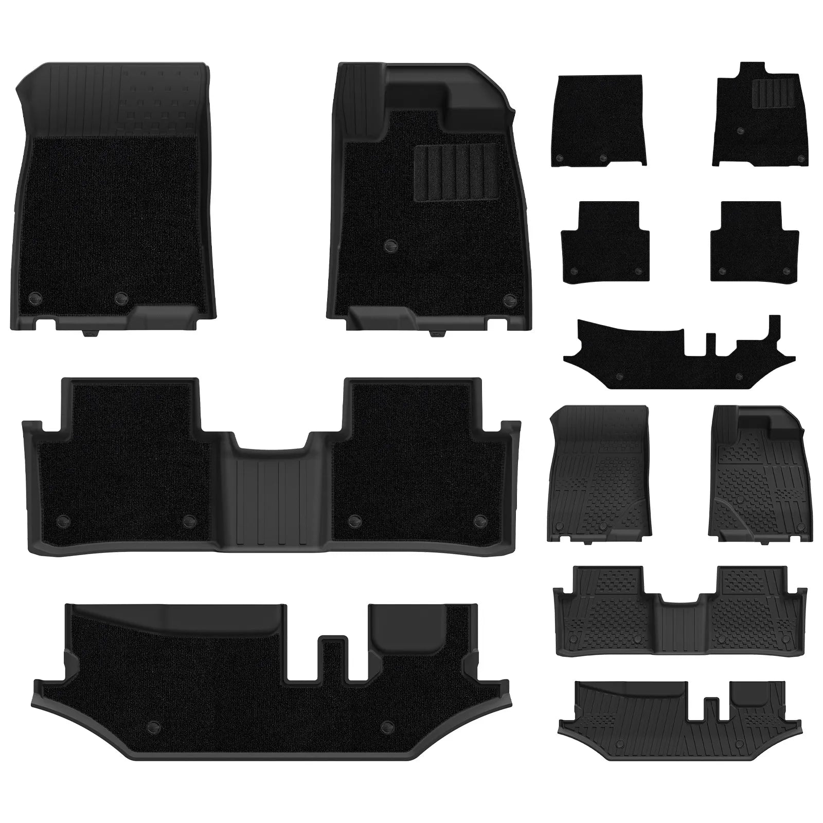3W Custom All Weather Auto Mats for Peugeot 5008 2024-2026 3Wliners UK 1st&2nd&3rd Row Mats+Carpet