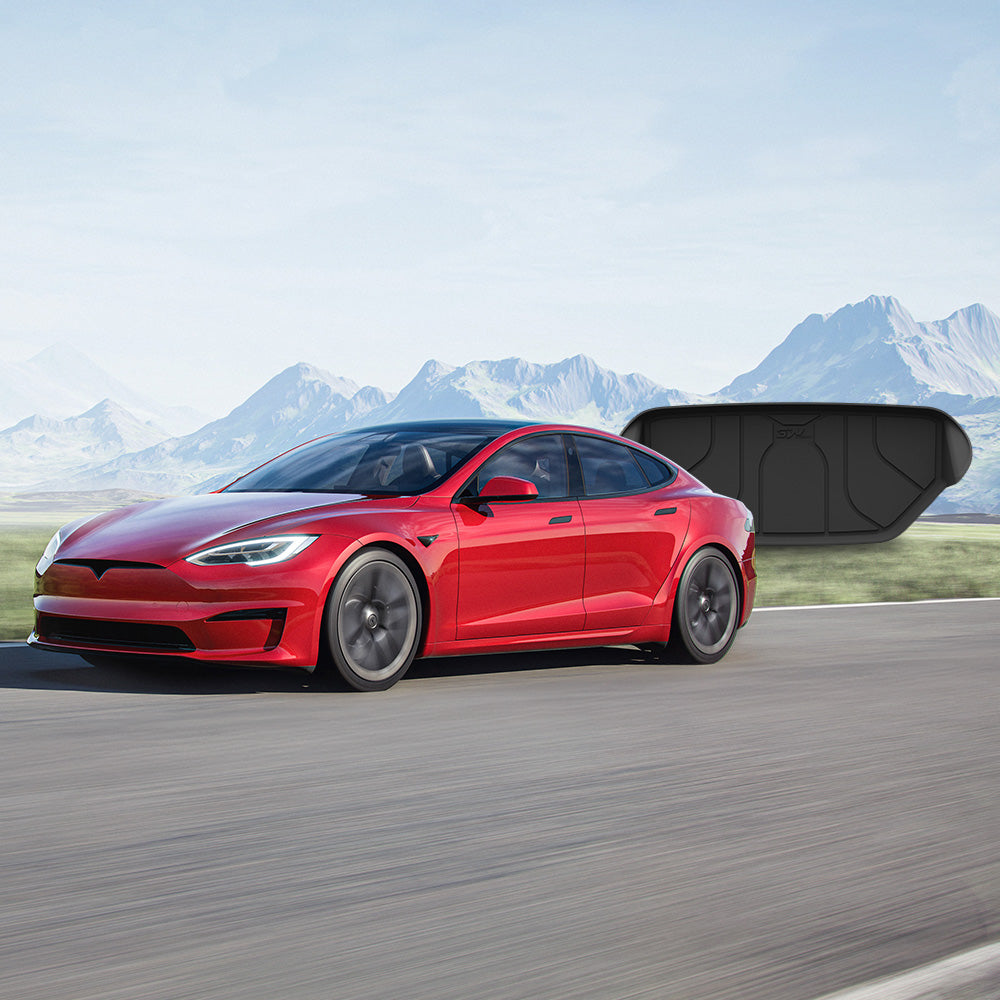 3W Custom Front Trunk Mat and Lower Boot Mat All Weather Cargo Liner for Tesla Model S 2023-2024  3w