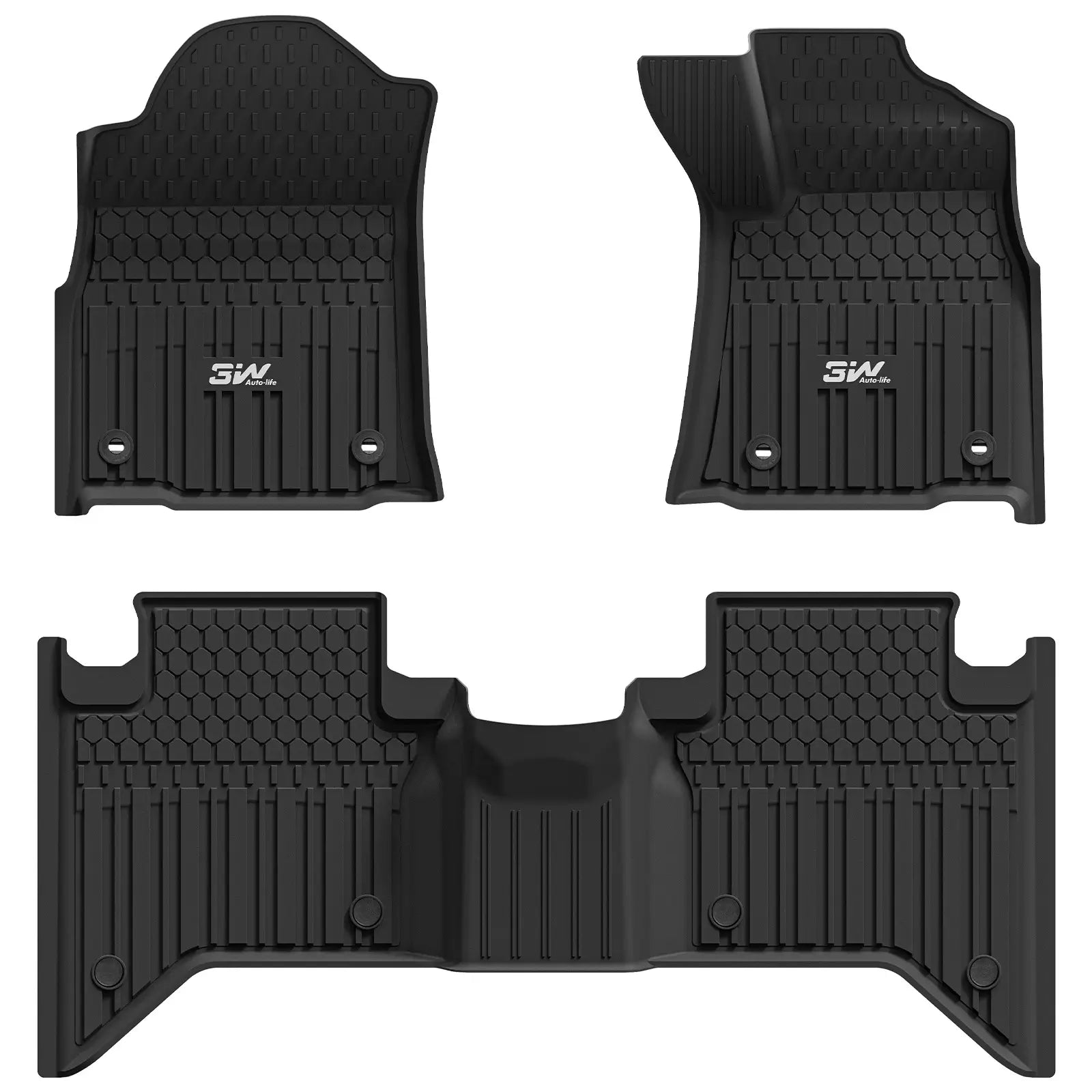 3W All Weather Car Mats for Toyota Hilux 4 doors RHD (Not for Manual transmission) 3Wliners Hybrid (2024-2026) 1st&2nd Row Mats