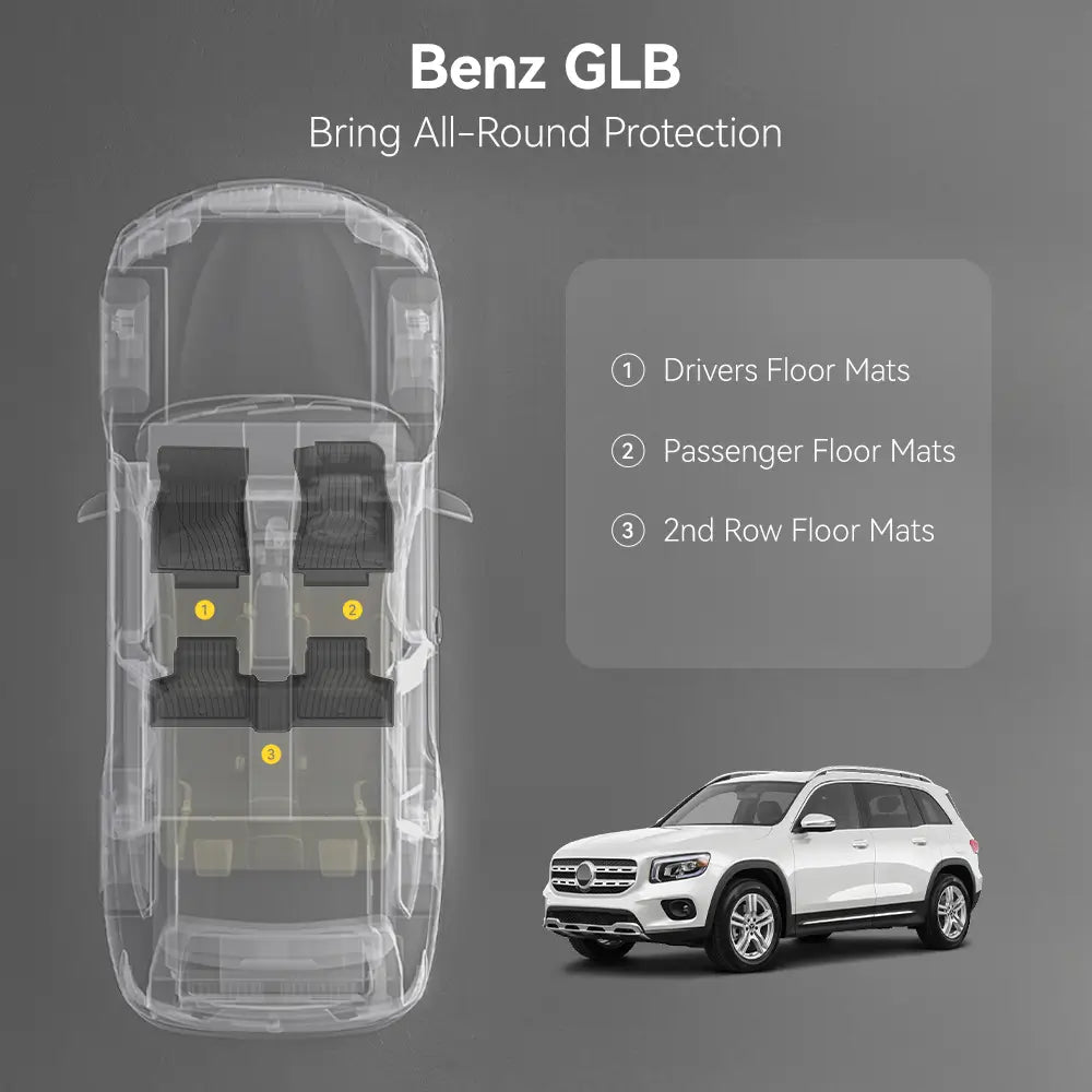 3W All Weather Car Mats For Mercedes Benz GLB 2021-2025 3Wliners UK