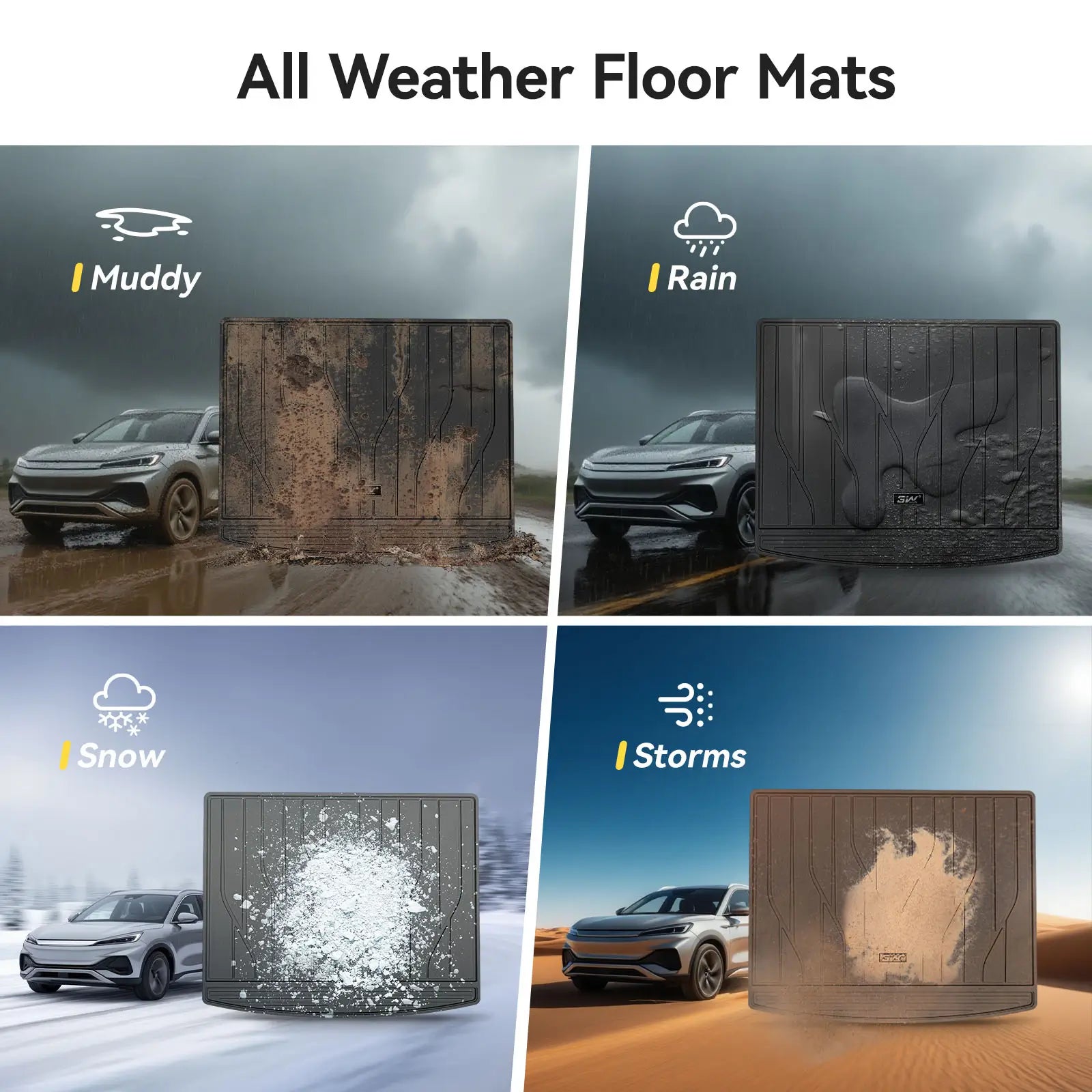 3W All Weather Car Mats For BYD ATTO 3 Yuan Plus 2022-2025 3Wliners