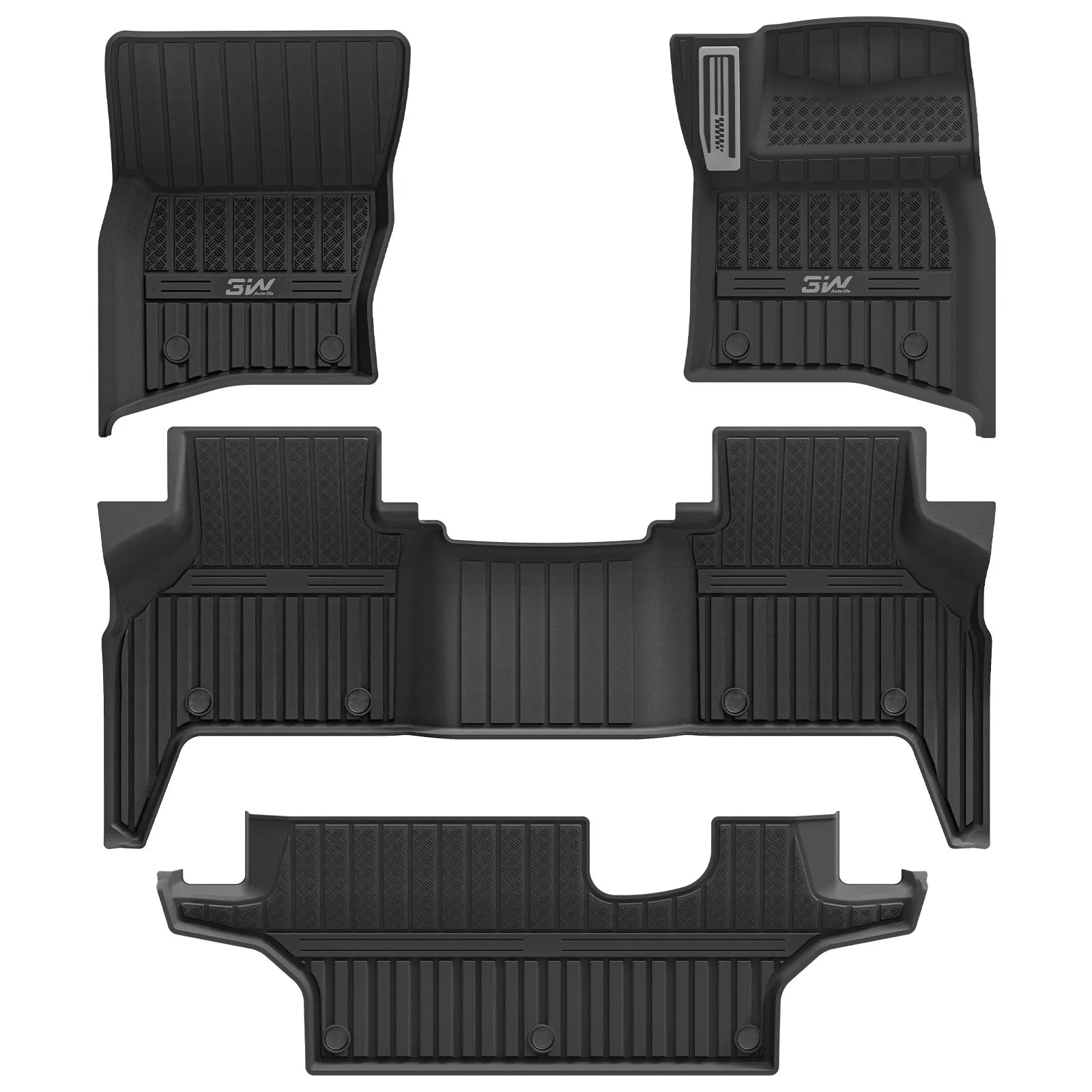 3W All Weather Car Mats For Land Rover Defender 130 2020-2026 (For 8 seater only) RHD 3Wliners 1st&2nd&3rd Row Mats