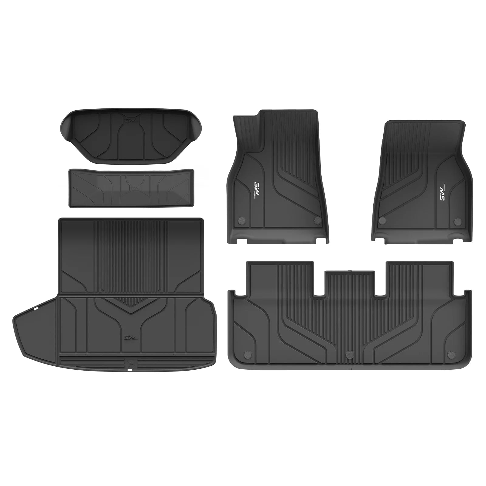 3W Custom All Weather Car Mats for Tesla Model S 2022-2024 LHD 3Wliners 1st&2nd Row Mats+Storage&Boot Liners