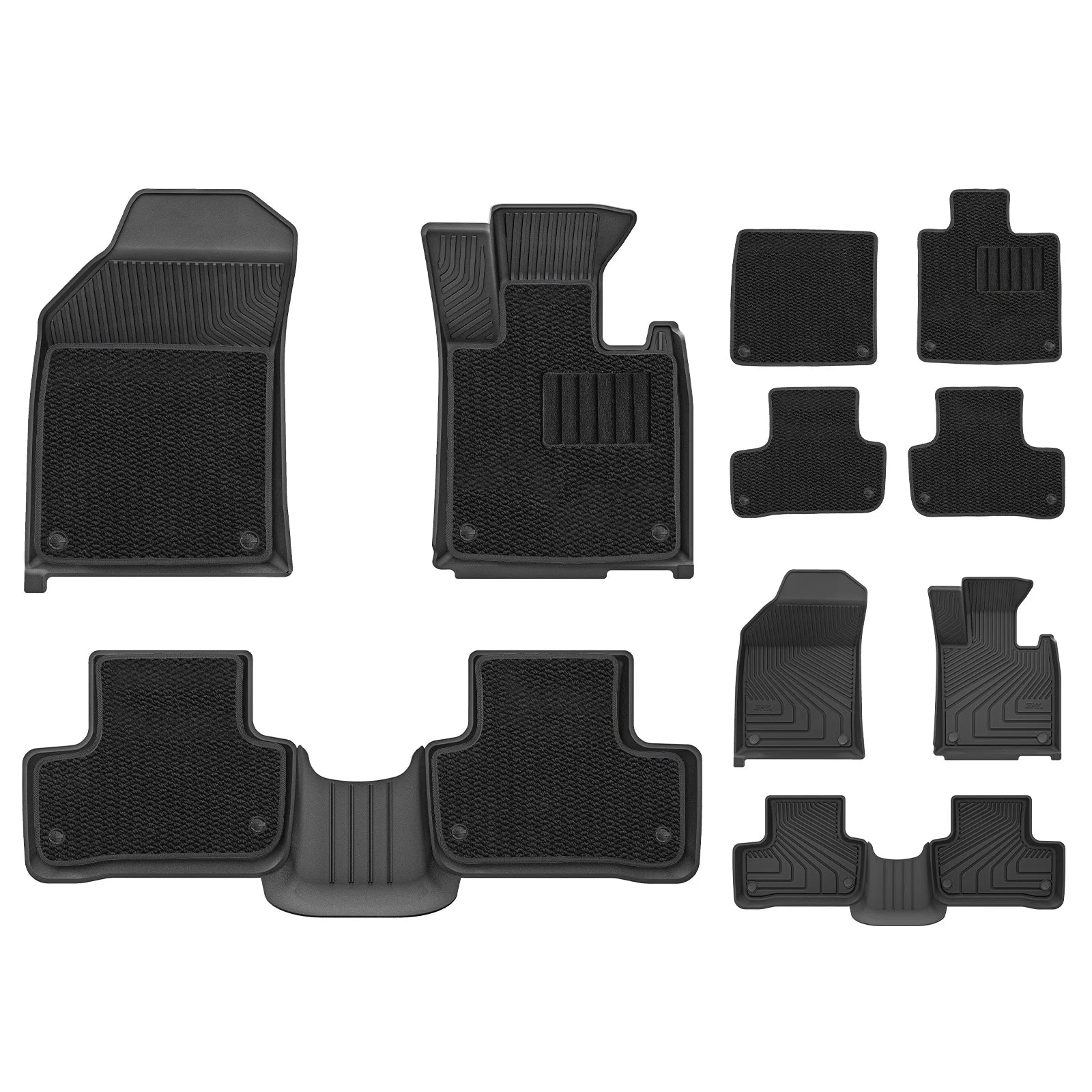 3W Double Layer Car Mats for Volvo XC60 With Carpets 2019-2026 RHD 3w Mild Hybrid 1st&2nd Row Mats+Carpets