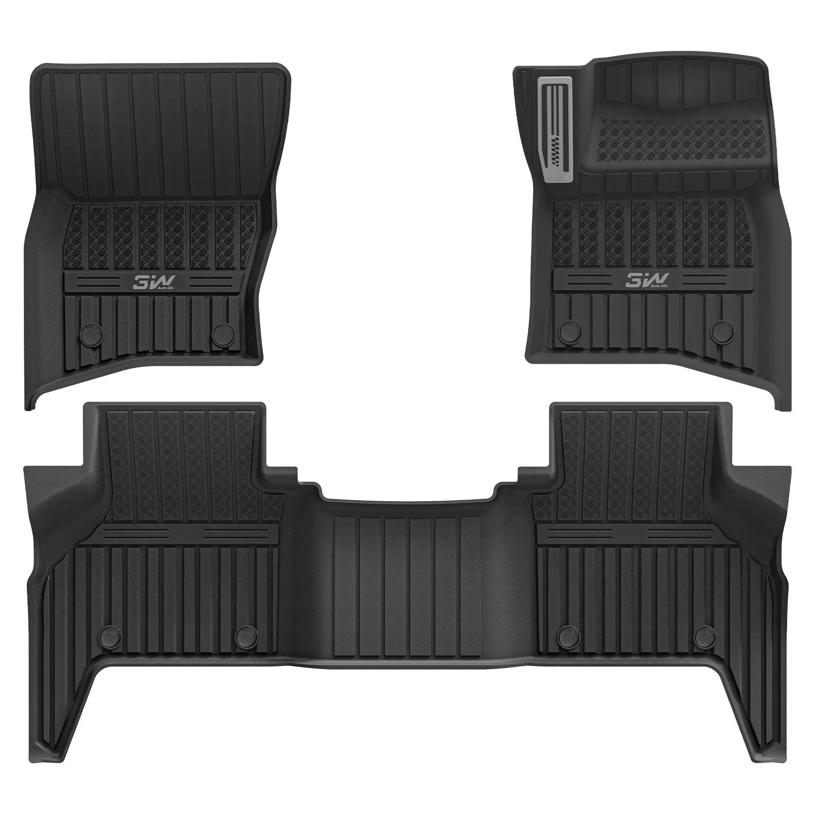 3W Car Floor Mats for Land Rover Defender 110 7-Seater 2020-2026 RHD 3Wliners 1st&2nd Row Mats (Metal Pedal)