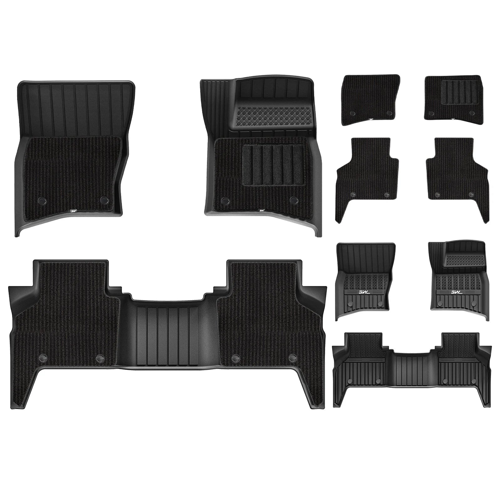 3W Car Floor Mats for Land Rover Defender 110 7-Seater 2020-2026 RHD 3Wliners 1st&2nd Row Mats+Carpets
