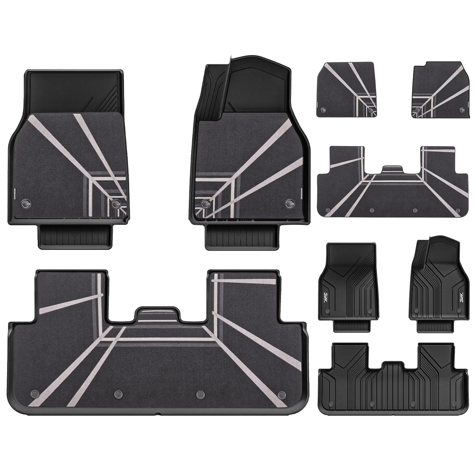 3W All Weather Auto Mats For Tesla Model Y Juniper 2025-2026 3Wliners UK 1st&2nd Row Mats+PulseLine Carpets Edition