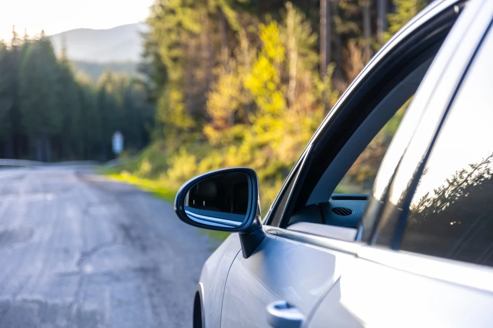 car road forest mountainous area concept road trip with 3W