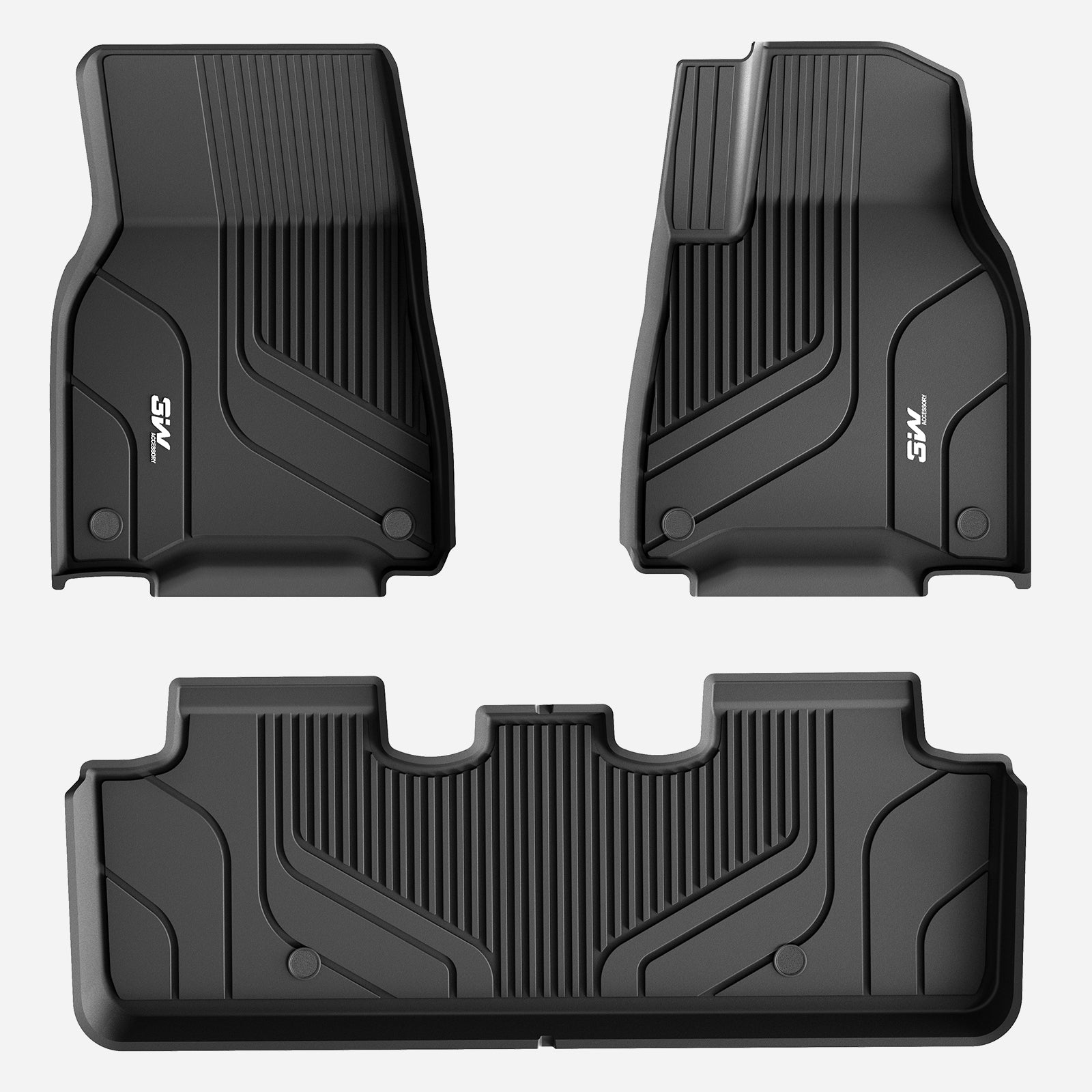 3W Custom Car Floor Mats All Weather Floor Liners for Tesla Model Y 2020-2024 RHD  3w Without carpet 1st&2nd Row Mats 