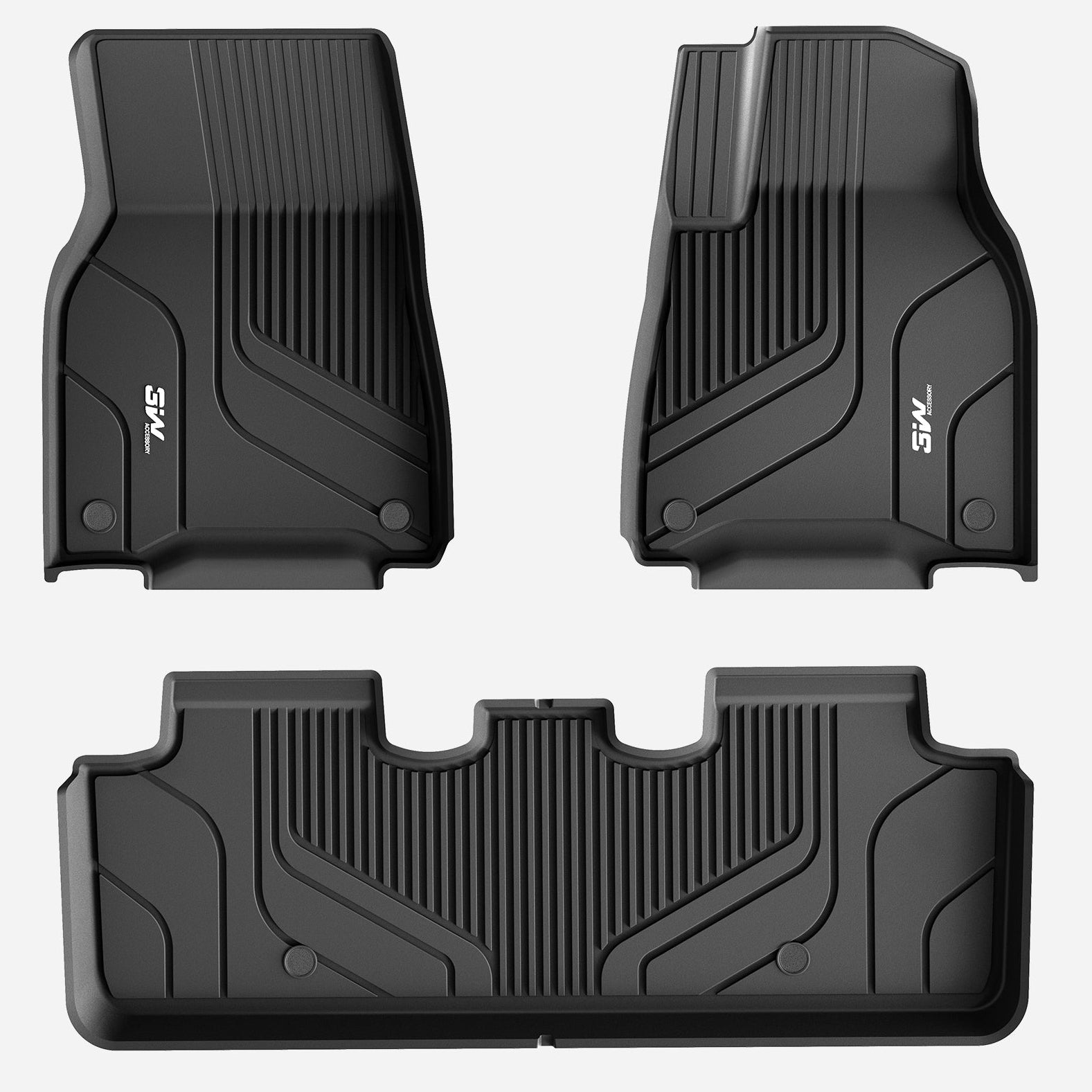 3W Custom Car Floor Mats All Weather Floor Liners for Tesla Model Y 2020-2024 RHD 3w 1st&2nd Row Mats