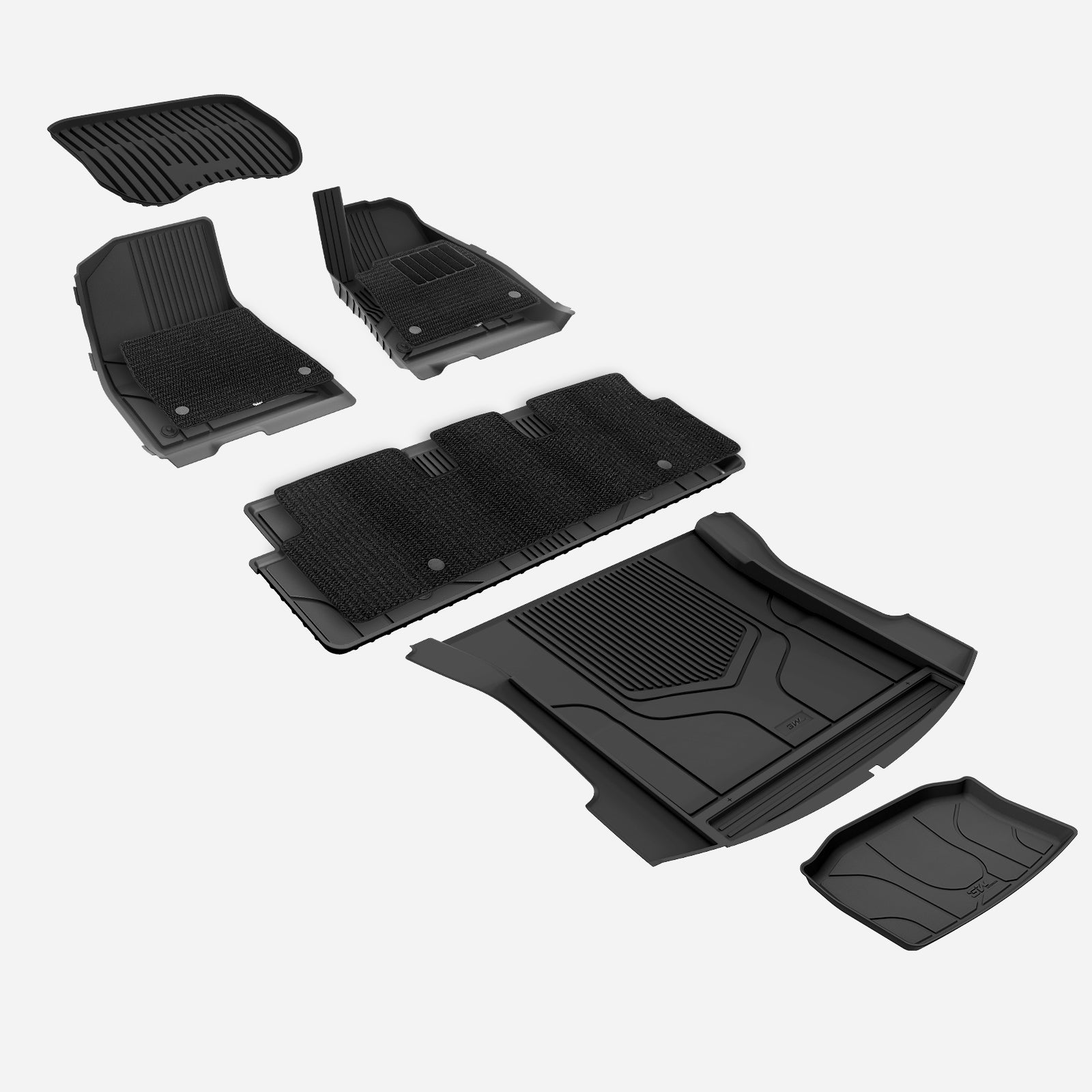 3W Custom Car Floor Mats All Weather Boot Liners, Storage Liner and Double Layer Carpeted Floor Liners for Tesla Model 3 2021-2023 RHD 3w
