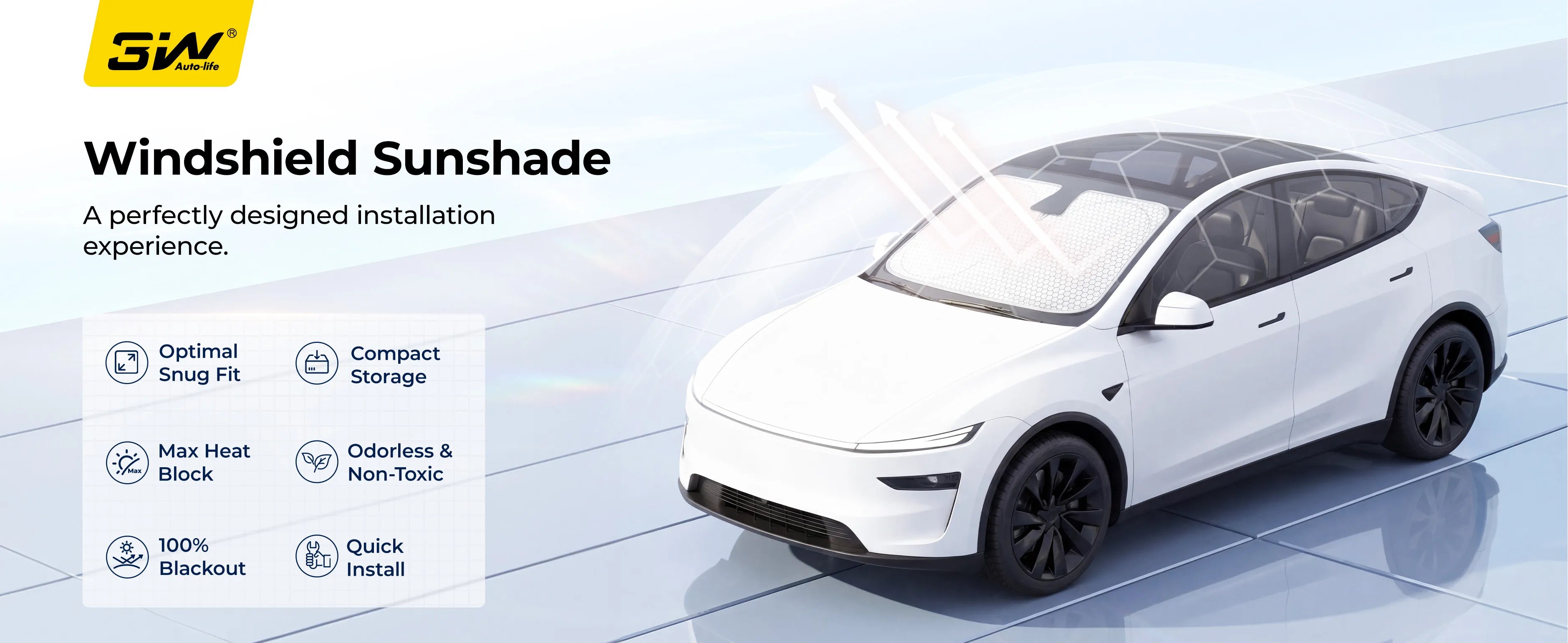 3W Windscreen Sun Shade Durable Unscented Material Wrinkle-resistant Blocks over 98% of heat Car Accessories