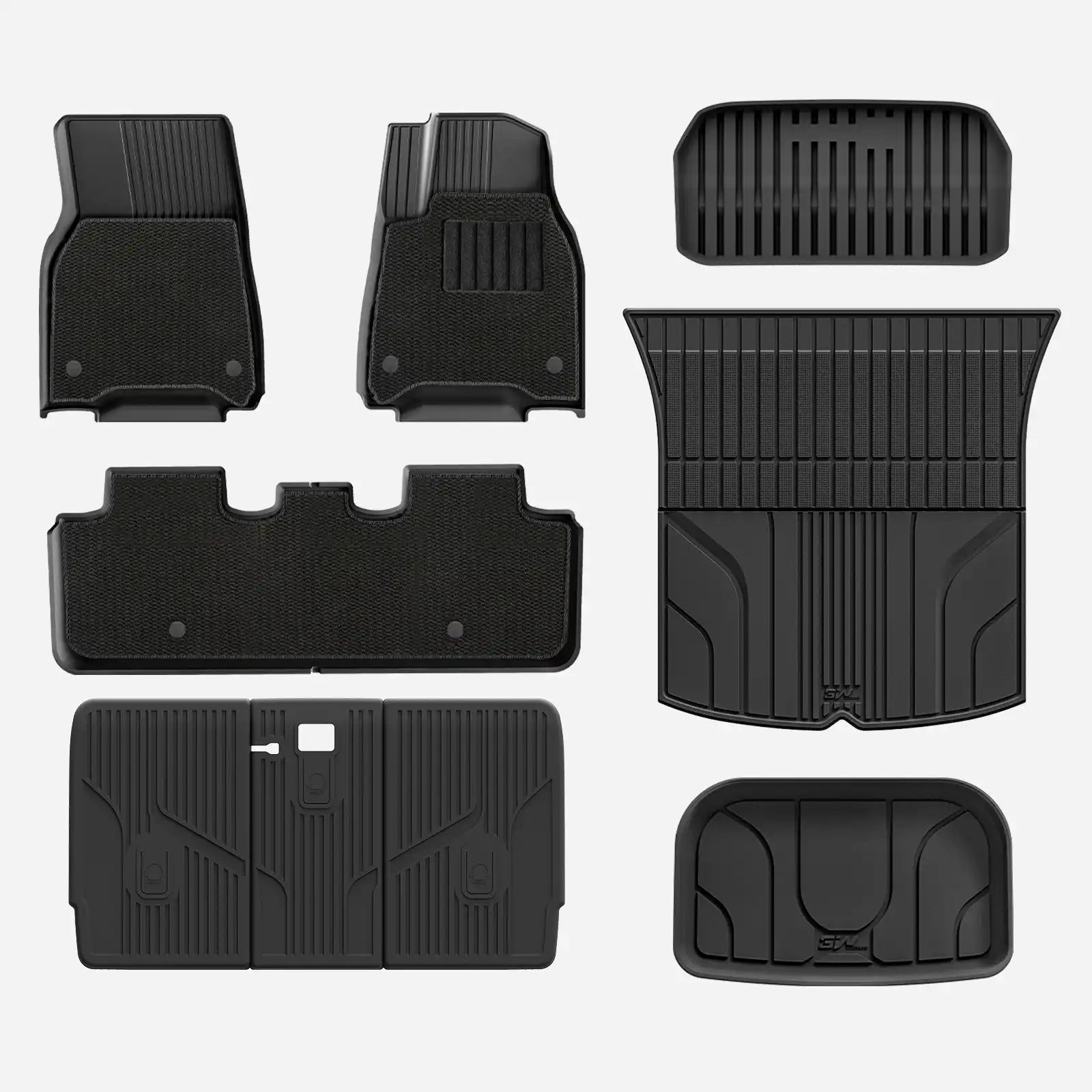 3W Custom Car Floor Mats All Weather Floor Liners for Tesla Model Y 2020-2024 RHD 3w 1st&2nd Row Mats+Carpets+Storage&Boot Liners+Back Seat Cover