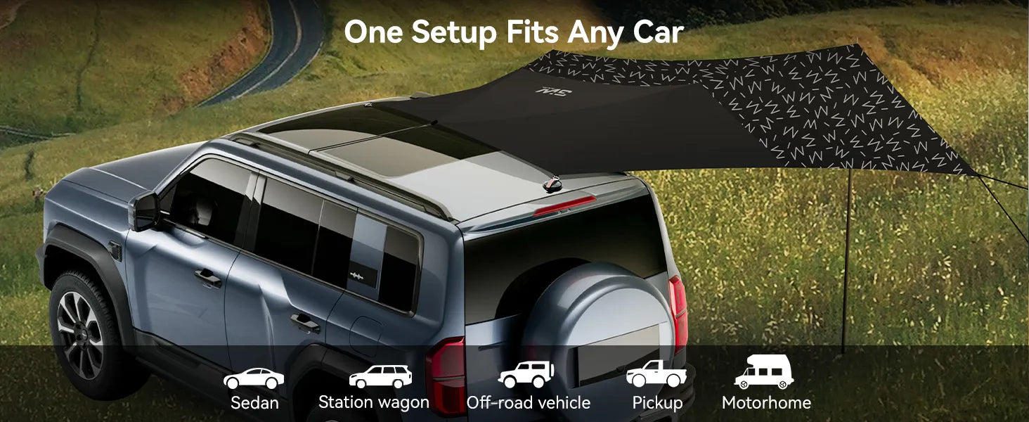 Car Side Awning for Camping Backpacking Tarp-Universal Fit 3W liners UK  Car Accessories