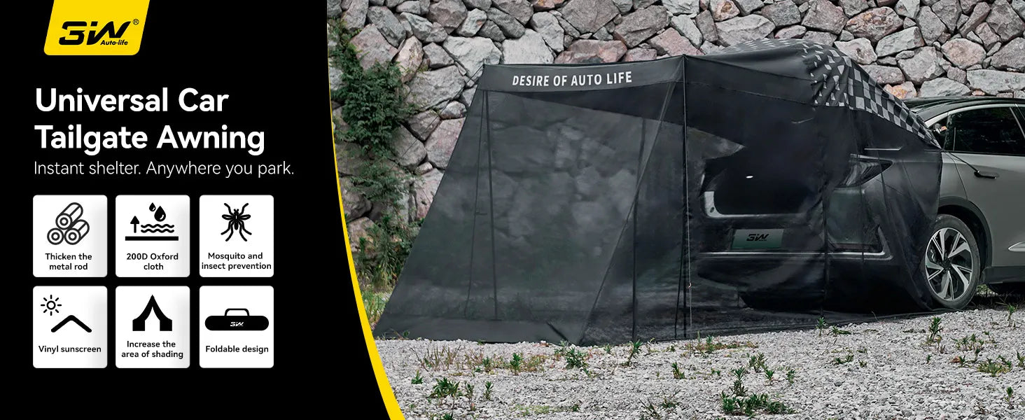 Tailgate Tent for Camping Backpacking Trap-Universal Fit Car accessories 3Wliners UK