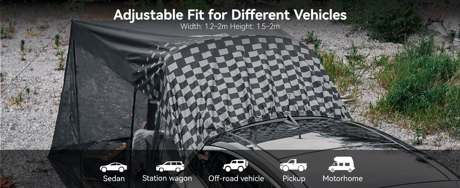 Tailgate Tent for Camping Backpacking Trap-Universal Fit Car accessories 3Wliners UK