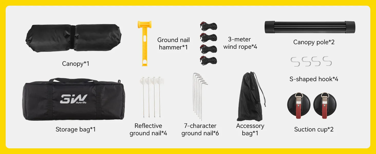 Tailgate Tent for Camping Backpacking Trap-Universal Fit Car accessories 3Wliners UK