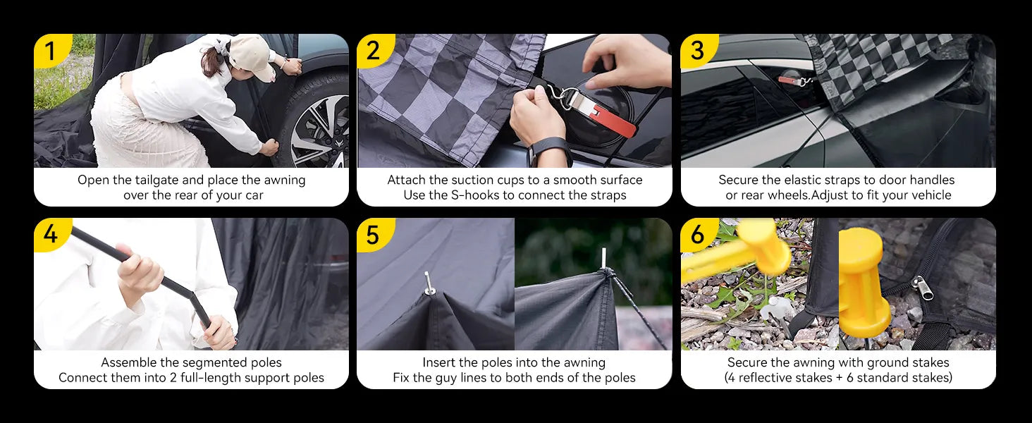 Tailgate Tent for Camping Backpacking Trap-Universal Fit Car accessories 3Wliners UK