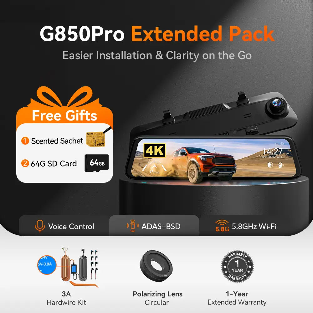 WOLFBOX G850Pro Dash Cam 3Wliners UK the Ultimate: G850Pro Extended Package