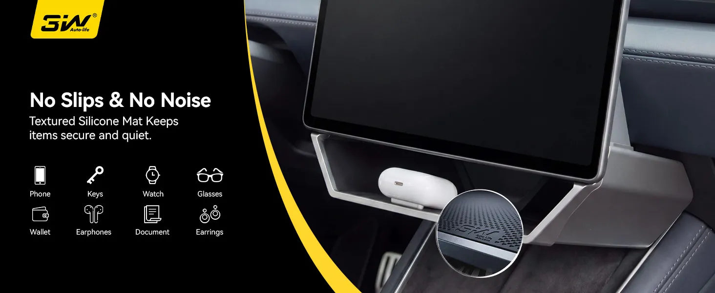 3W Hidden Magnetic Under Screen Storage Box for Tesla Model Y Juniper/ Model 3 Highland/ Model Y L Car Accessories 3Wliners UK