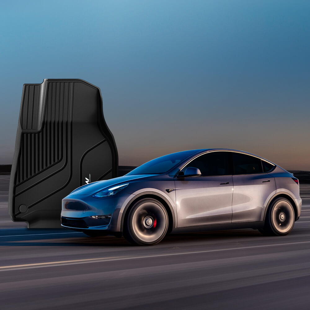 3W Custom Car Floor Mats All Weather Double Layer Carpeted Floor Liners for Tesla Model Y 2021-2024 RHD  3w   