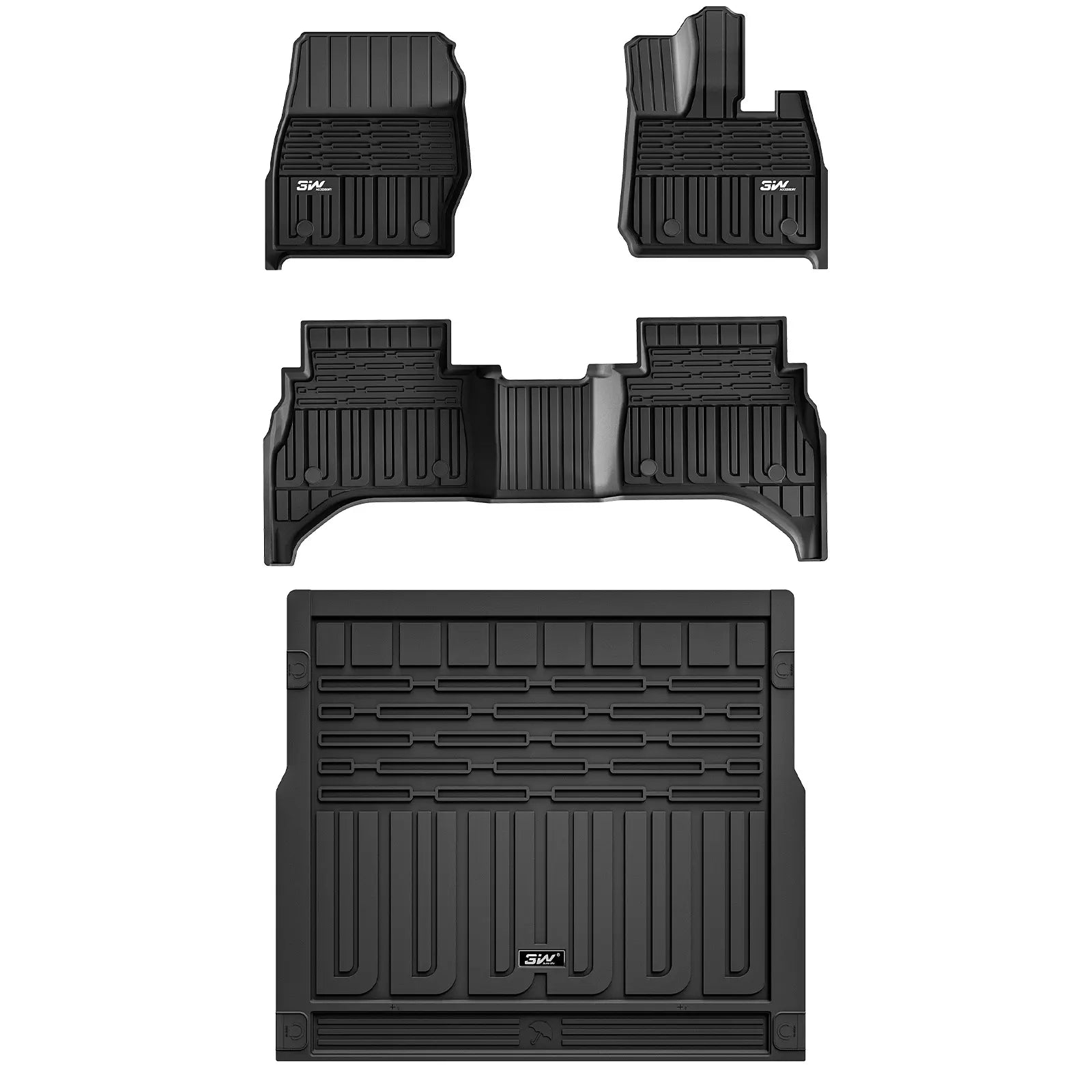 3W Custom All Weather Car Mats for Range Rover Sport L461 2023-2025 RHD 3Wliners 1st&2nd Row Mats+Boot Liners