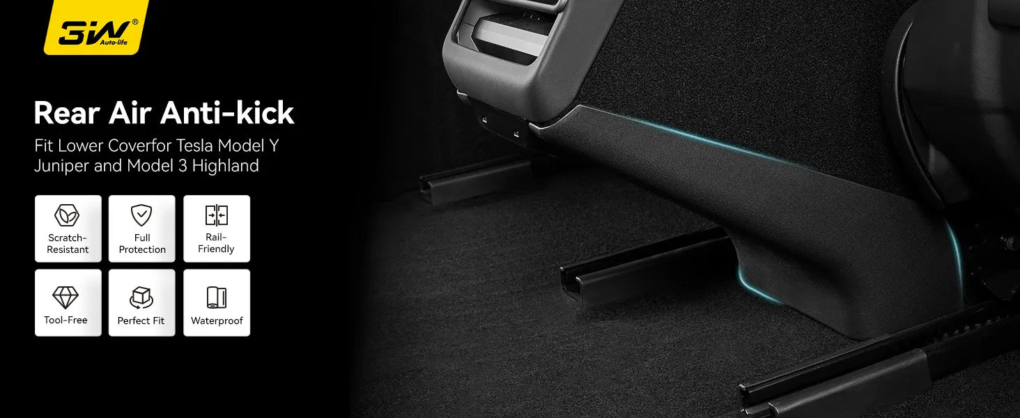 3W Rear Vent Anti-Kick Protector for Tesla Model Y Juniper/ Model 3 Highland Car Accessories