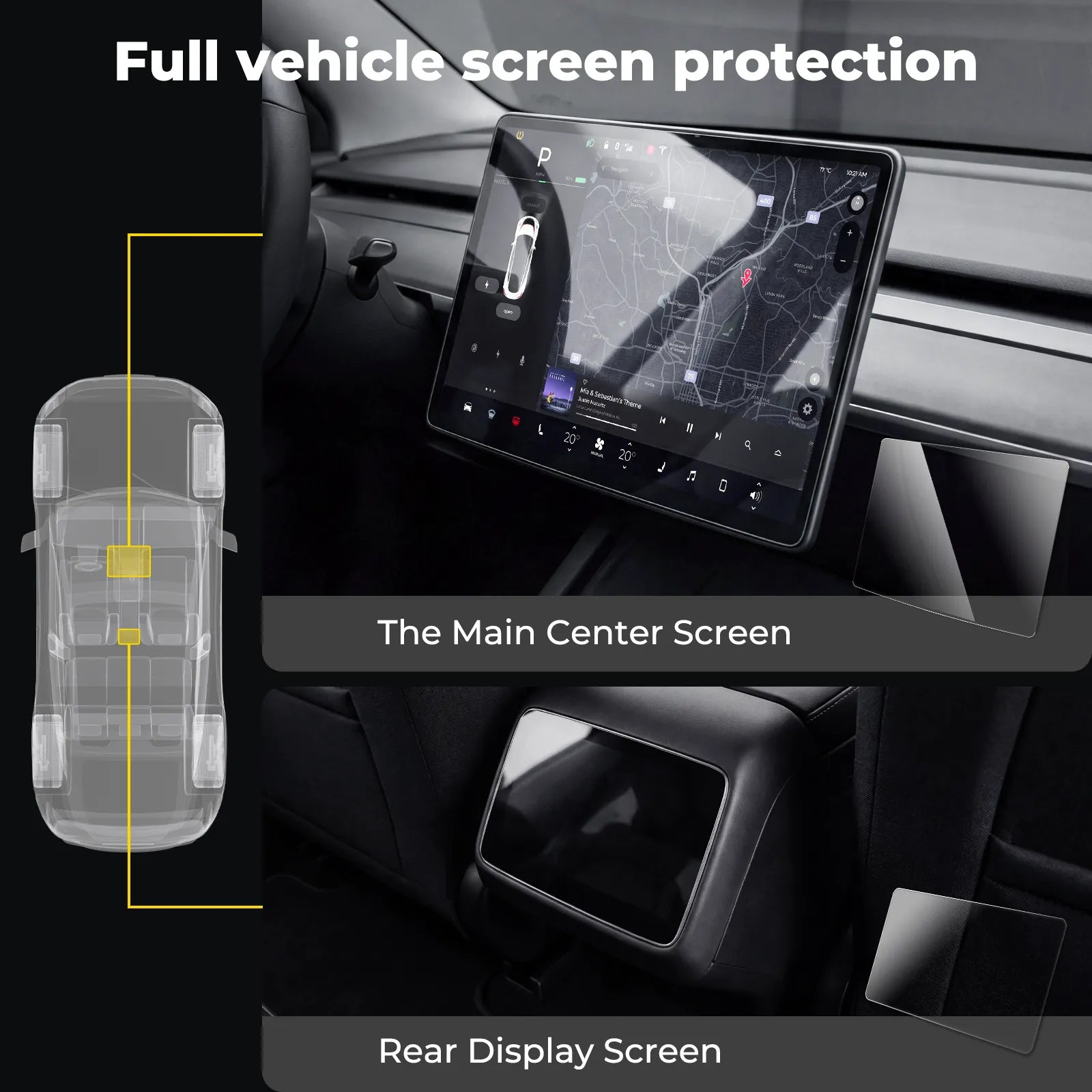 Tempered Glass Screen Protector for Tesla Model Y Juniper and Model 3 Highland (2pcs) 3Wliners UK