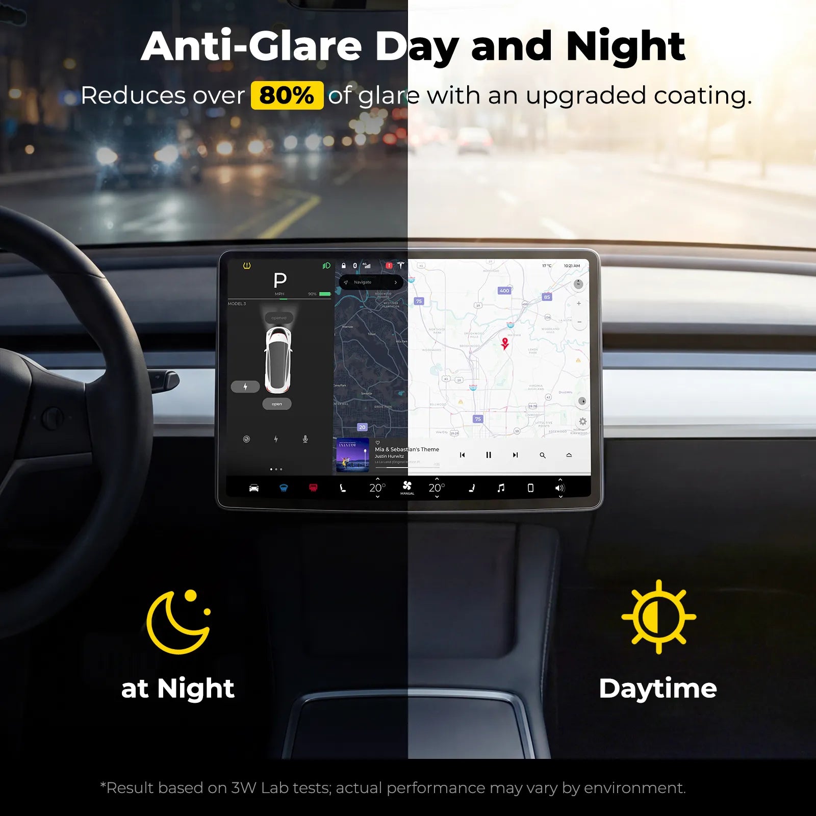 Tempered Glass Screen Protector for Tesla Model Y Juniper and Model 3 Highland (2pcs) 3Wliners UK