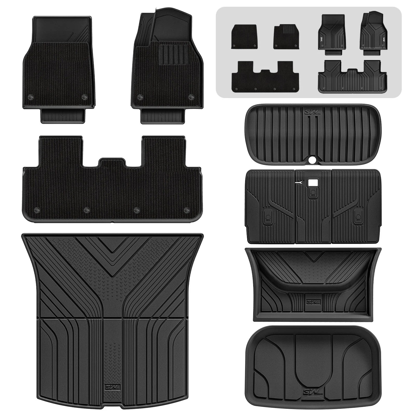 3W All Weather Auto Mats For Tesla Model Y Juniper 2025-2026 3Wliners UK 1st&2nd Row Mats+Storage&Boot Mats Set+Back Seat Cover+Carpets
