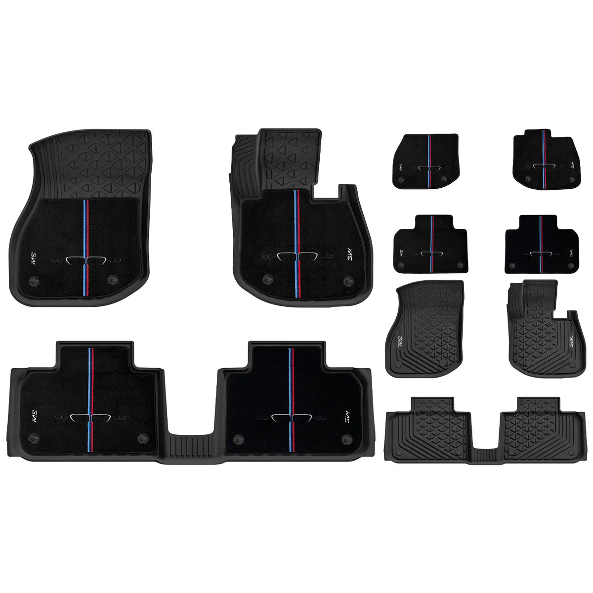 3W All Weather Floor Liners for BMW iX1 U11 2023-2026 RHD 3w 1st&2nd Row Mats+Subtle Textured Carpets