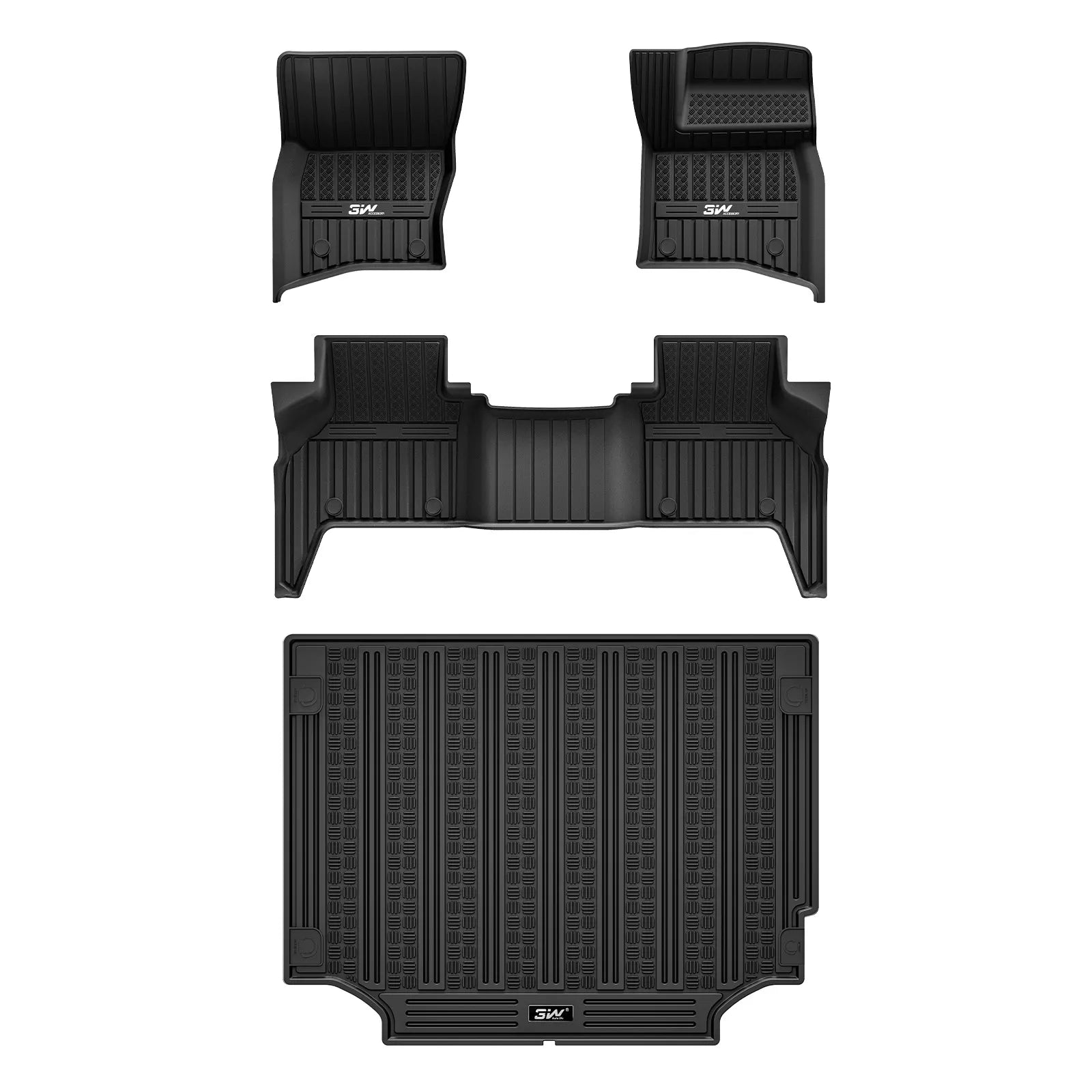 3W Car Floor Mats for Land Rover Defender 110 7-Seater 2020-2025 RHD 3Wliners 1st&2nd Row Mats+Boot Liners