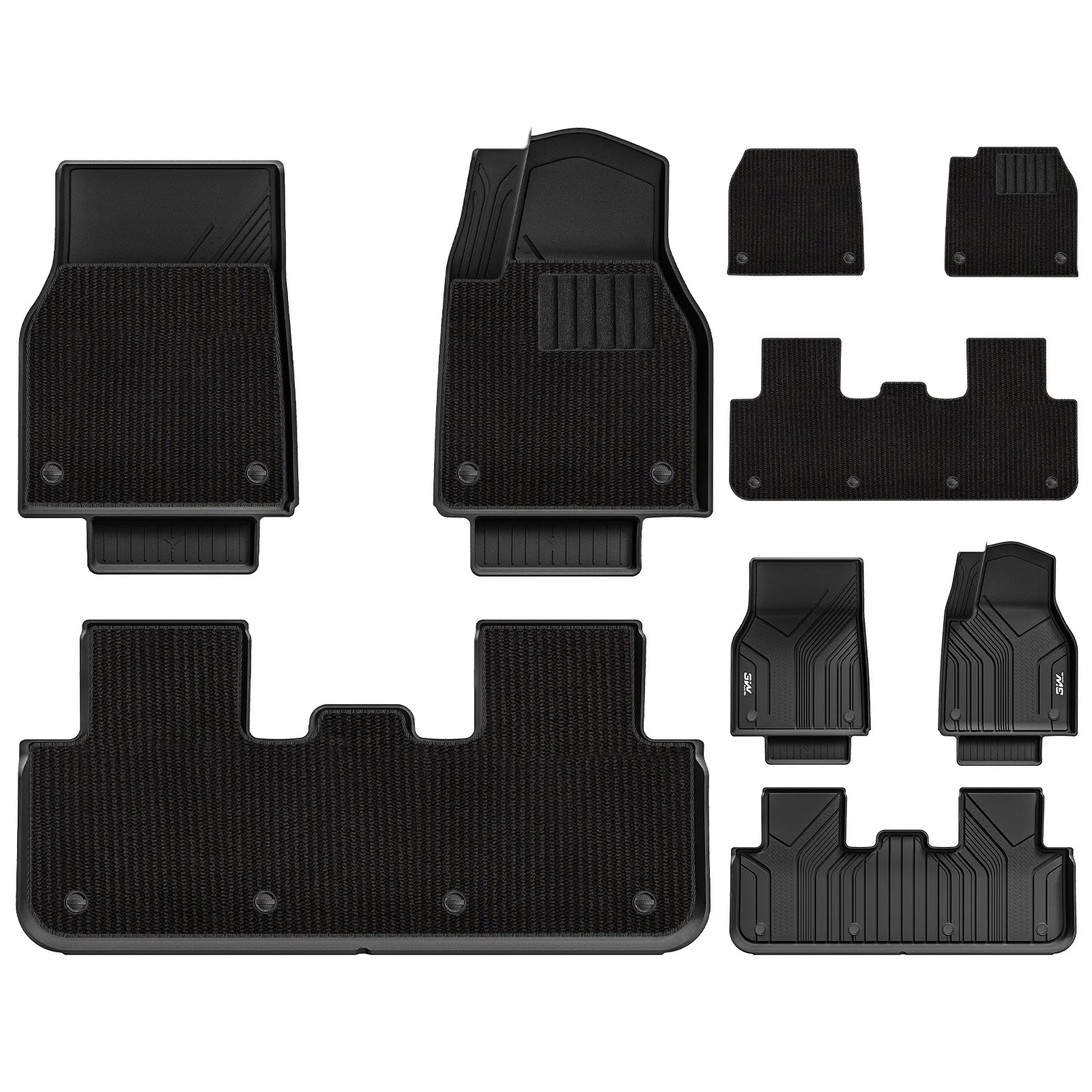 3W All Weather Auto Mats For Tesla Model Y Juniper 2025-2026 3Wliners UK 1st&2nd Row Mats+Carpets