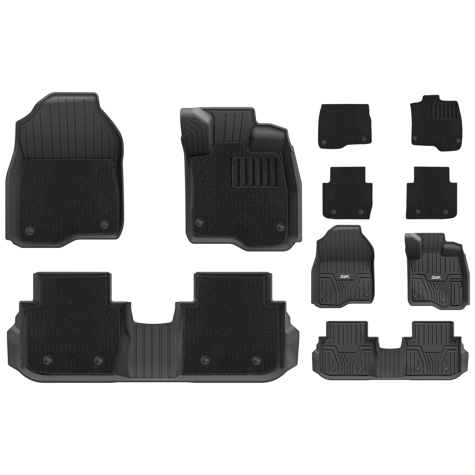 3W All Weather Car Mats For Honda CR-V Sixth 2023-2026 3Wliners 1st&2nd Row Mats+Carpets