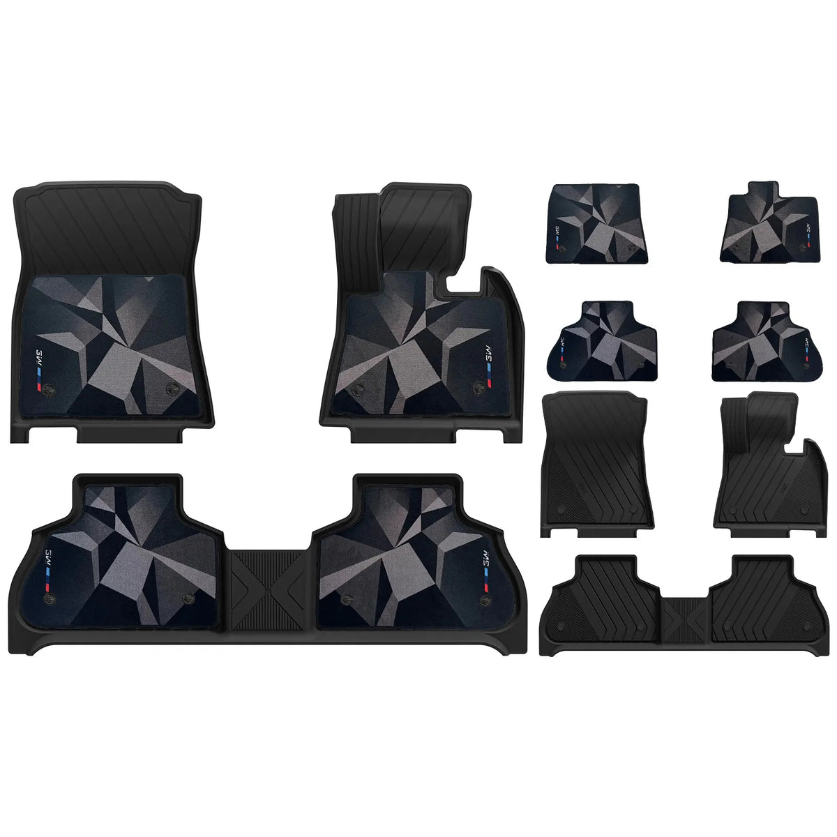 3W Double Layer Car Mats for BMW X5 G05 With Carpets 2019-2026 RHD 3w 1st&2nd Row Mats+Diamond Light-Effect Carpets