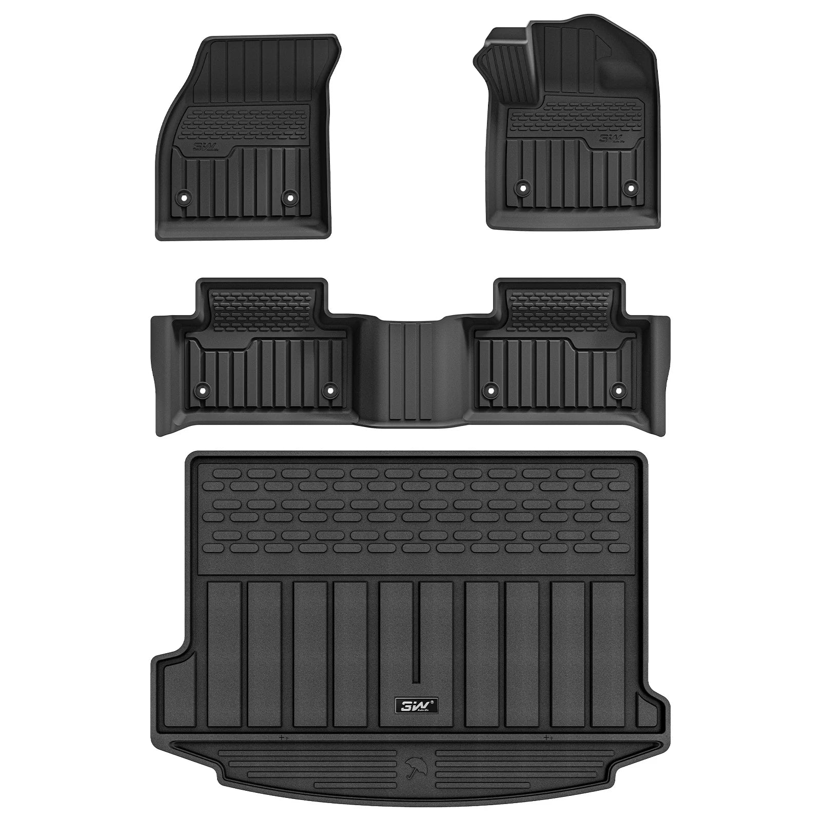 3W Custom All Weather Car Mats for New Range Rover Evoque 2021-2026 RHD 3w 1st&2nd Row Mats+Boot Liners