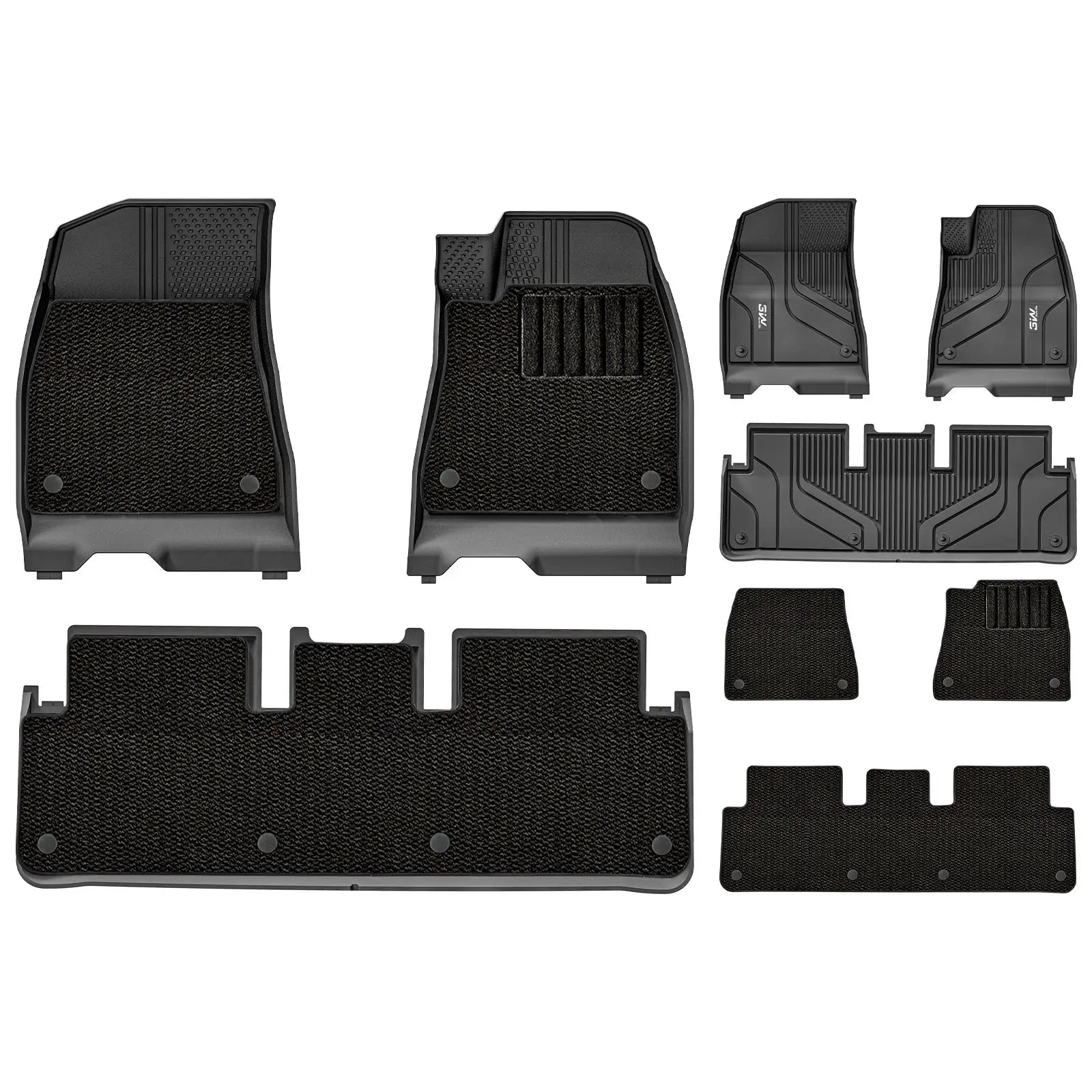 3W Custom Car Floor Mats for New Model 3 Highland 2024-2025 RHD 3w 1st&2nd Row Mats+Carpets