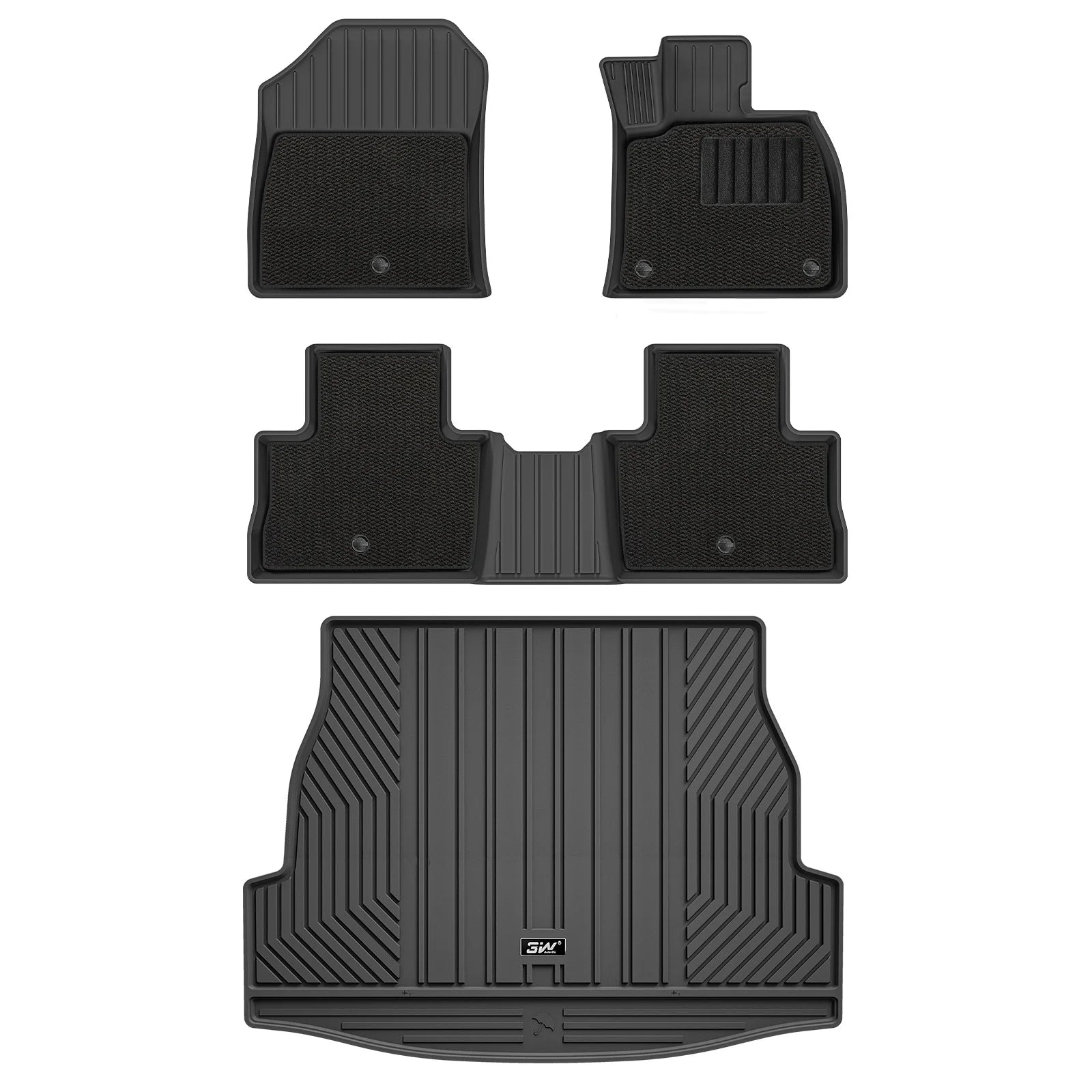 3W Custom All Weather Car Mats for Toyota RAV4 XA50 2019-2025 RHD 3Wliners 1st&2nd Row Mats+Carpets+Boot Liner