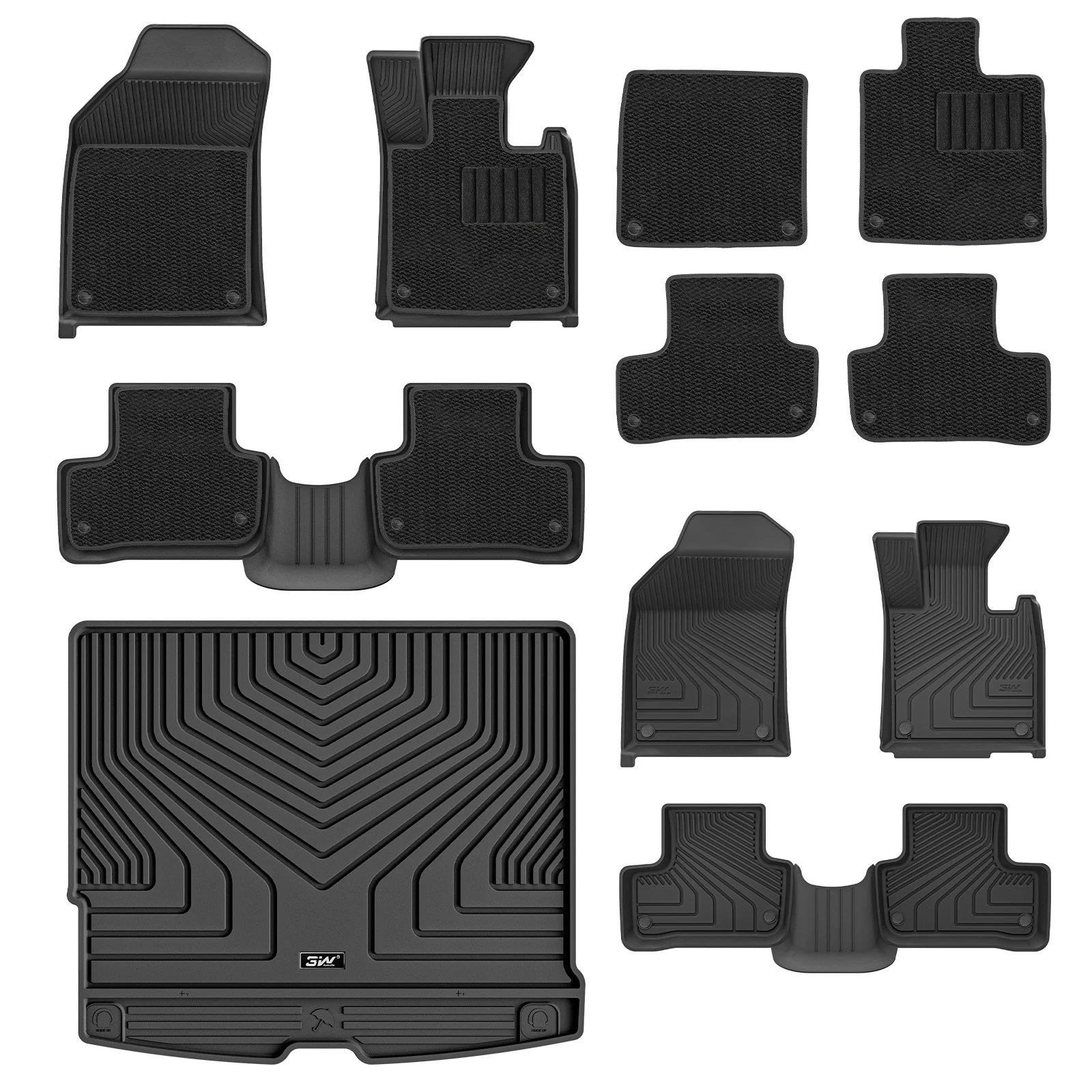 3W Custom All Weather Car Mats for Volvo XC60 2019-2025 RHD 3w 1st&2nd Row Mats+Carpets+Boot Liners