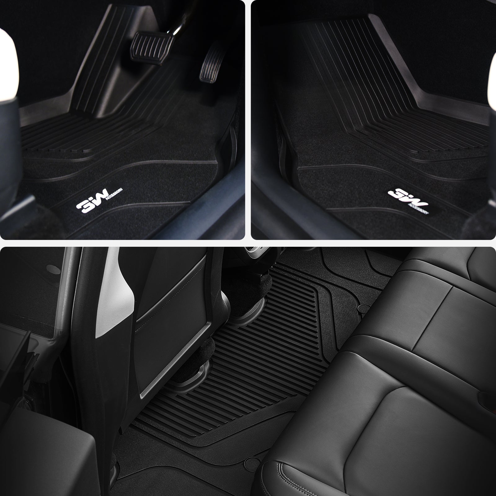 3W Custom Car Floor Mats All Weather Floor Liners for Tesla Model Y 2021-2024 RHD  3w   