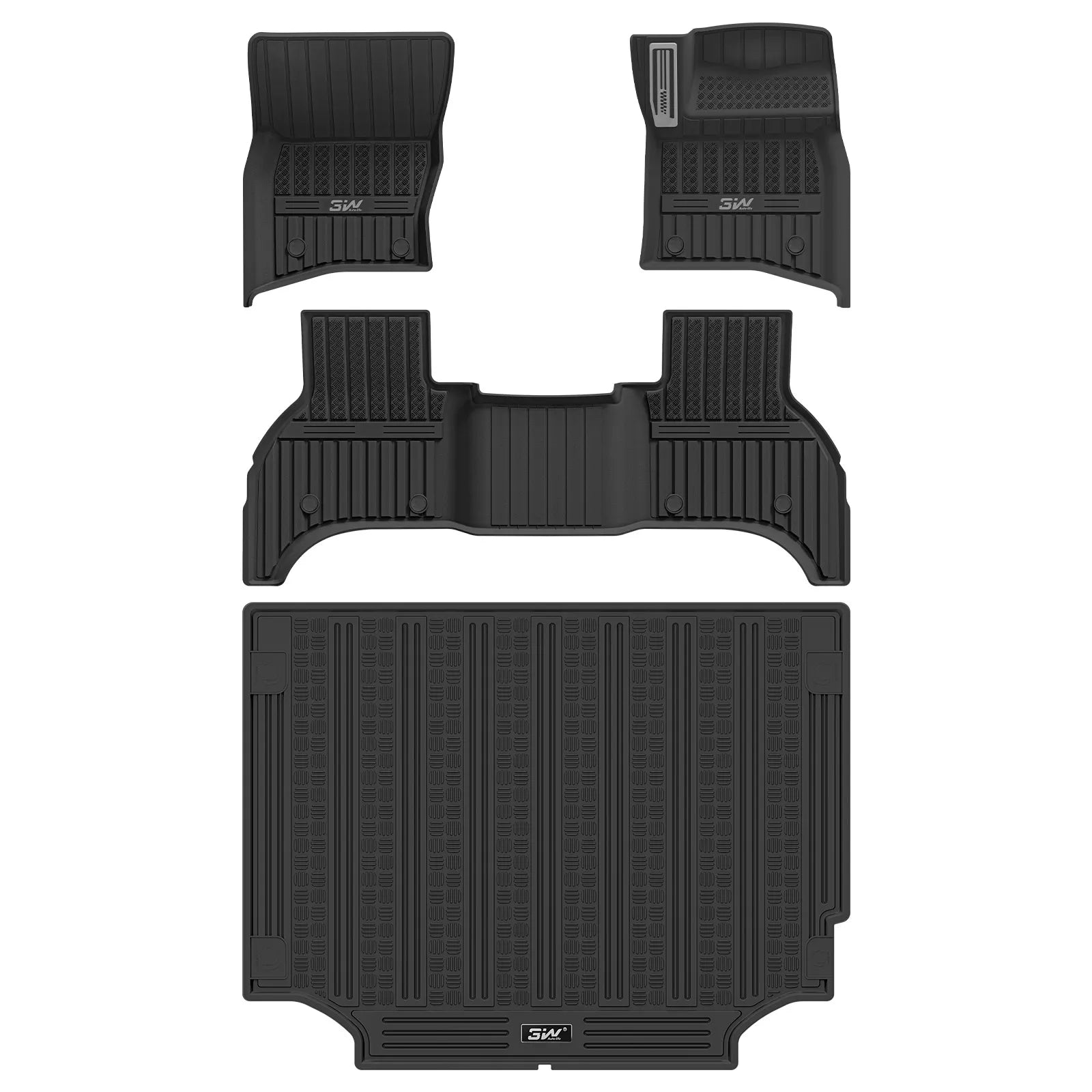3W Car Mats for Land Rover Defender 110 5-Seater 2020-2026 RHD 3Wliners 1st&2nd Row Mats (Metal Pedal)+Boot Liners