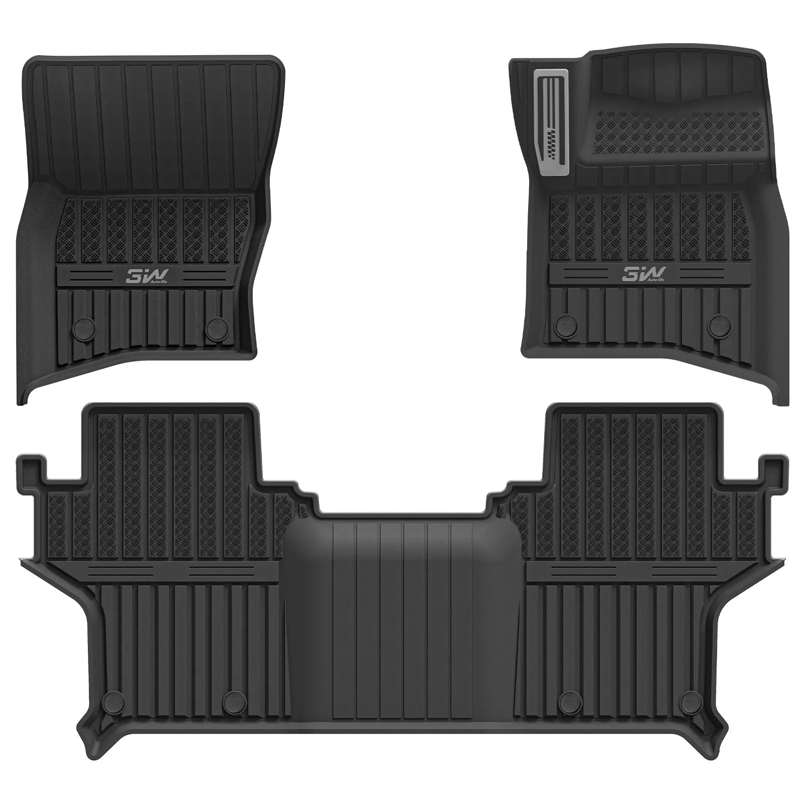 3W Custom All Weather Car Mats for Land Rover Defender 90 2020-2026 RHD 3Wliners 1st&2nd Row Mats (Metal Pedal)
