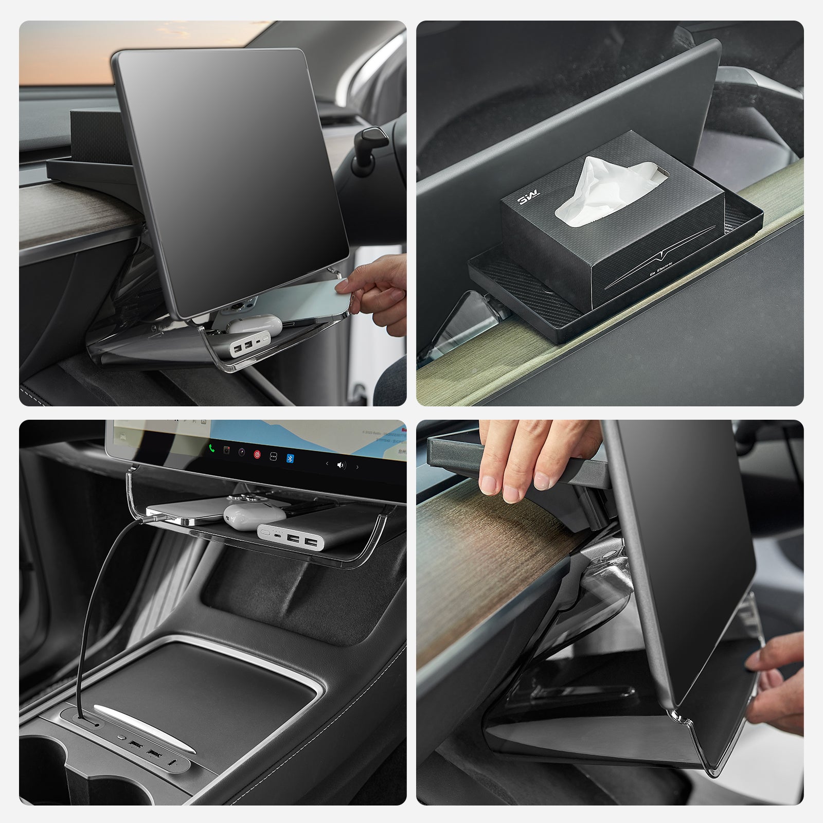 3W Custom Expanded screen storage space compatible with Tesla Model Y / Model 3 Firmly fixed  3w   