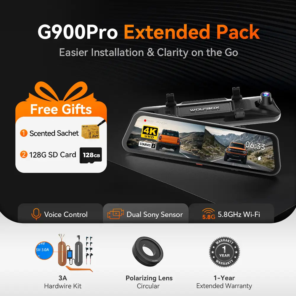 WOLFBOX G900Pro Mirror Dash Cam 3Wliners UK the Ultimate:G900Pro Extended Package