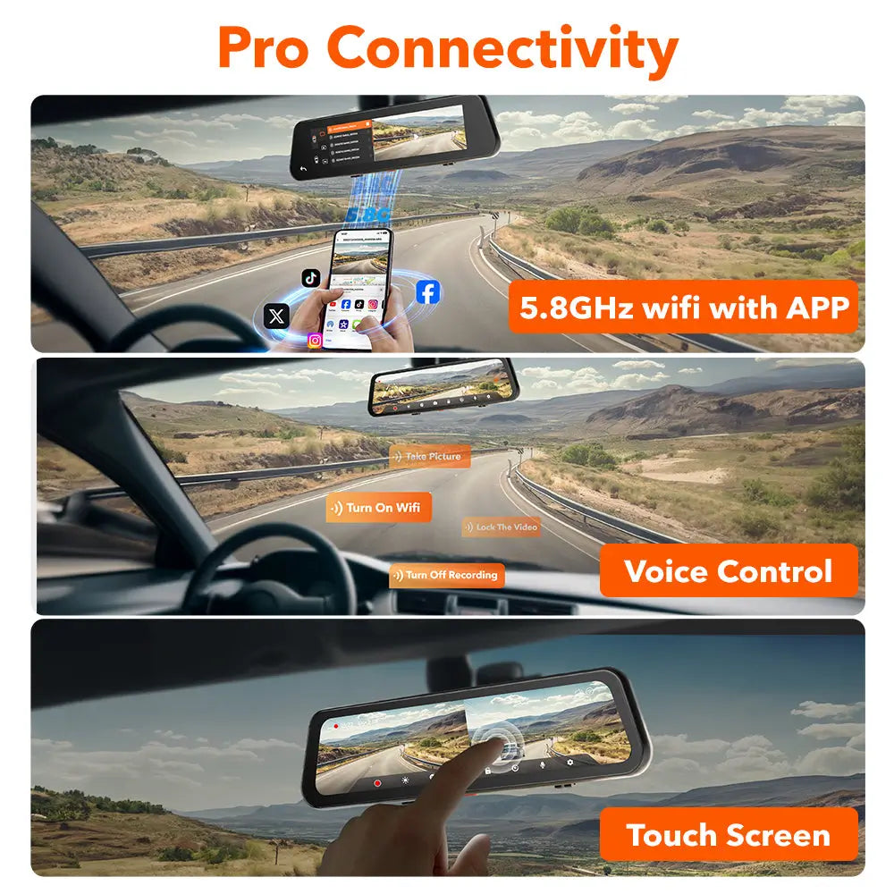 WOLFBOX G900Pro Mirror Dash Cam 3Wliners UK