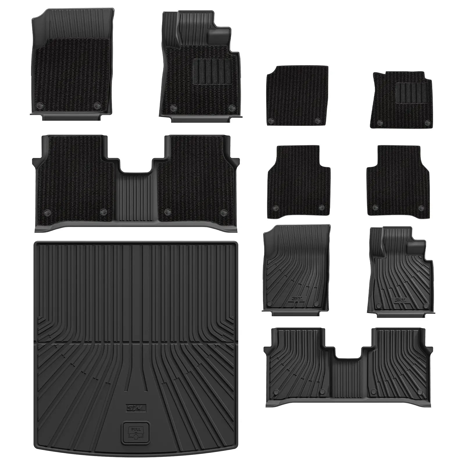3W Custom All Weather Car Mats for Volkswagen ID.7 2024-2025 3Wliners UK 1st&2nd Row Mats+Carpets+Boot Liners